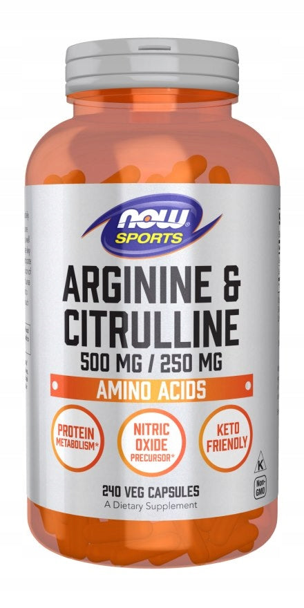 2 PIECES - NOW FOODS L-Arginine 500 mg + L-Citrulline 250 mg (240 caps.)