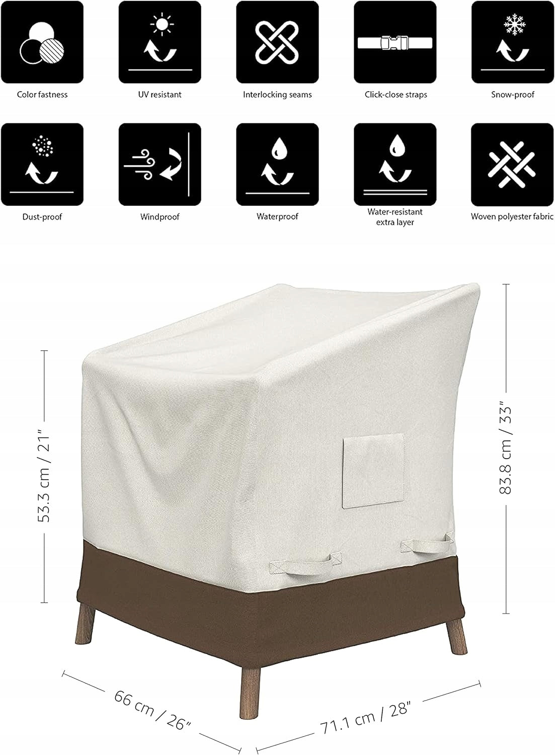 2-Pack Garden Chair Covers – 66 x 70,6 x 83,8 cm Waterproof, Beige Packaging status original