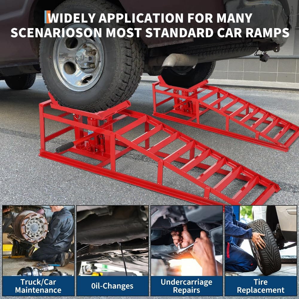 2 Pack, Hydraulic Car, Truck Ramps, 5 Ton Capacity, Lift 25–41 cm Brand no brand