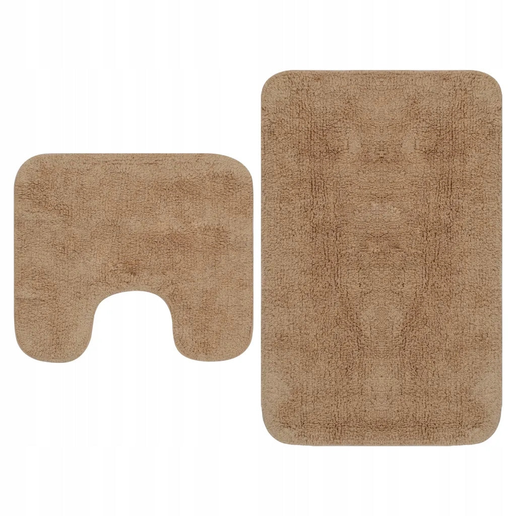 2-Piece Bathroom Mat Set, Fabric, Beige