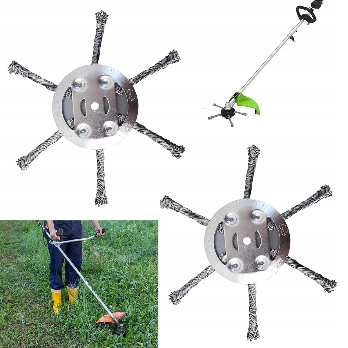 2-Piece Weed Trimmer, Steel Wire Grass Head Kind wire