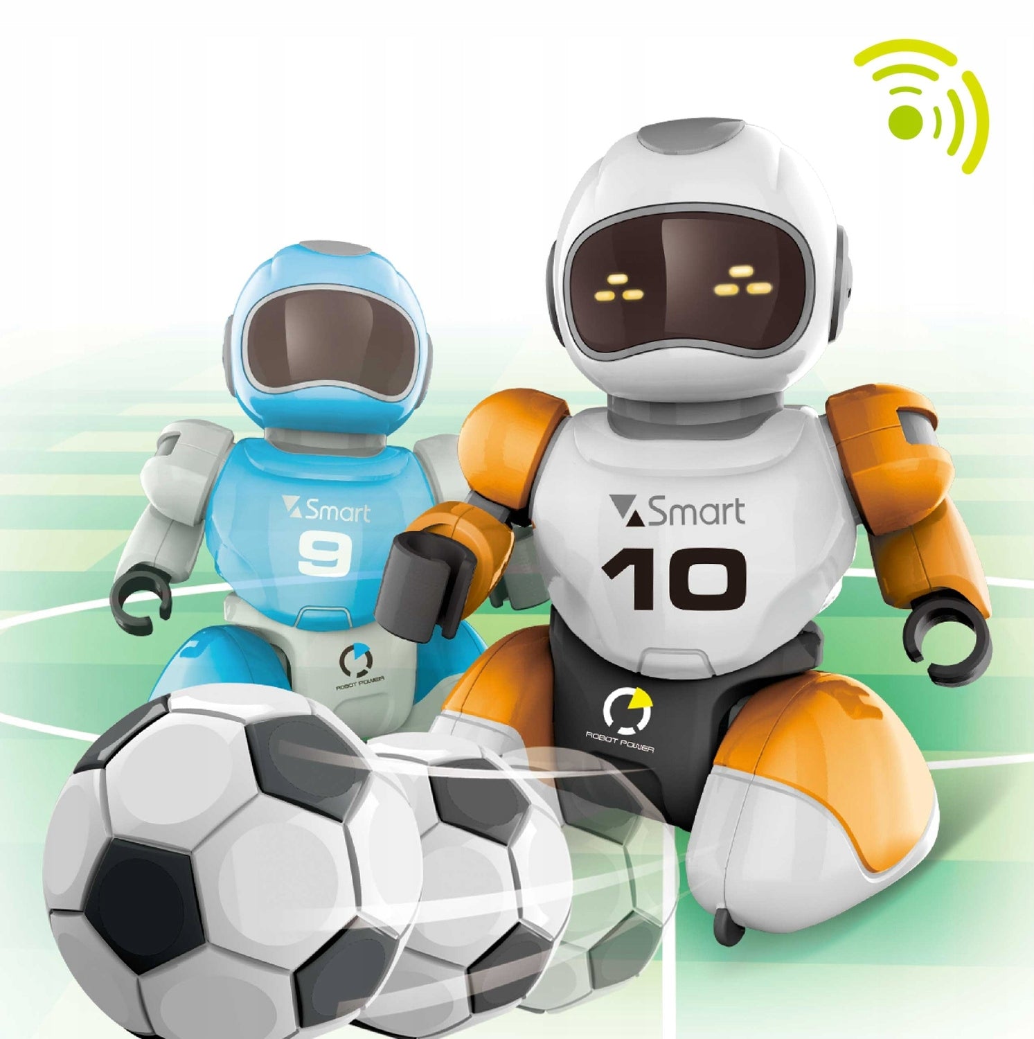 2 REMOTE CONTROLLED ROBOT PLAYING BALL WALKING PILOT KNABO FOOTBALL Packaging status original