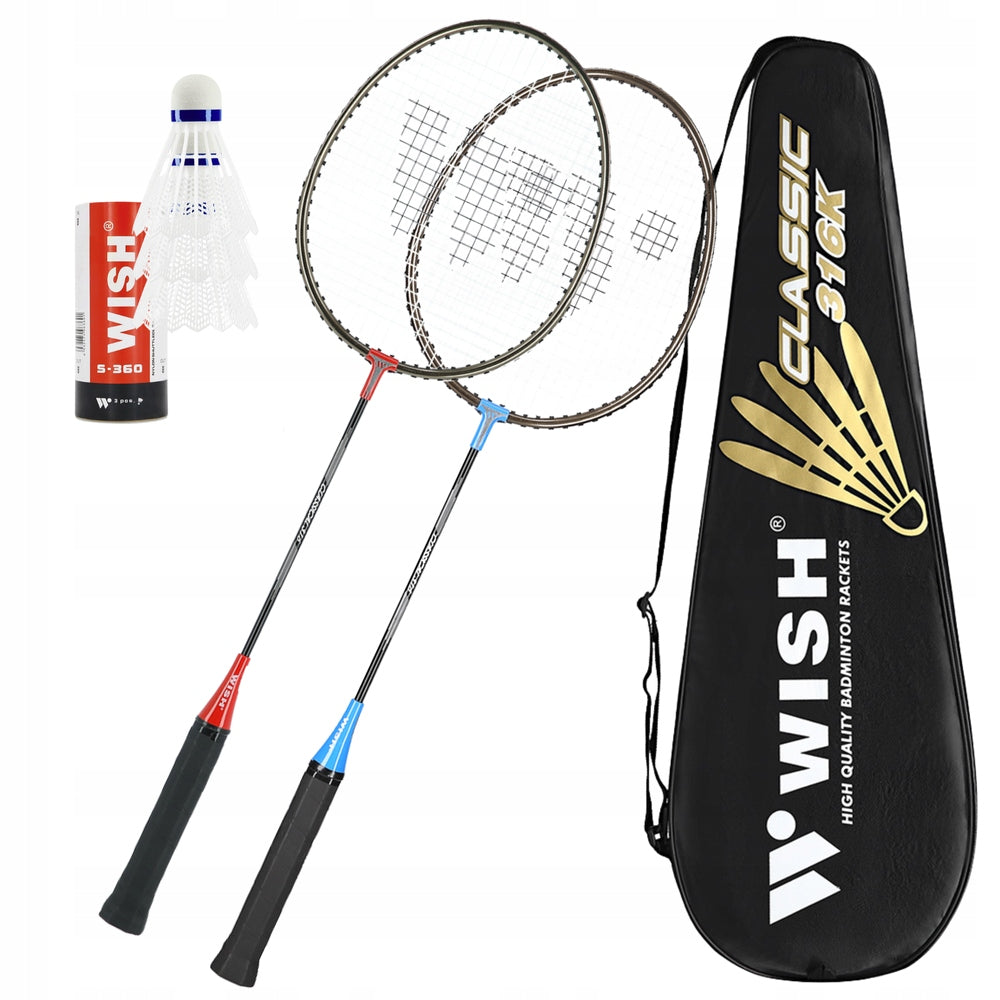 2 Rockets + 3 Nylon Darts Badminton Set In Cover WISH