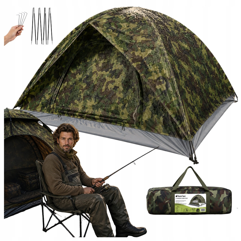 2 SEATER HIKING TENT WITH TROPICS 3000mm CAMPING WATERPROOF CAMO Manufacturer code namiot turystyczny moro z tropikiem 2 osobowy