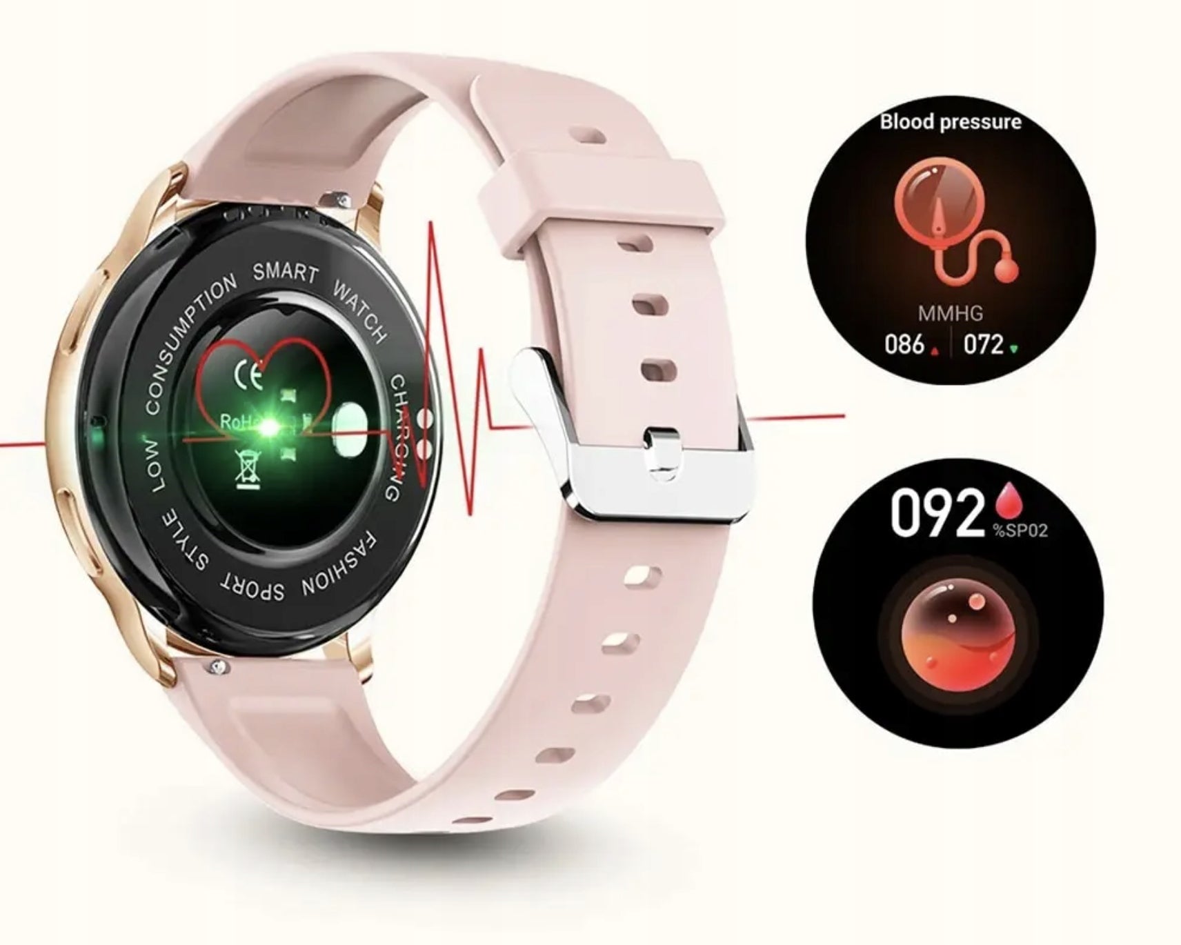 2 STRIPES+ PREMIUM WATCH EKG SUGAR BMI BLOOD COMPOSITION SATURATION PRESSURE Brand no brand