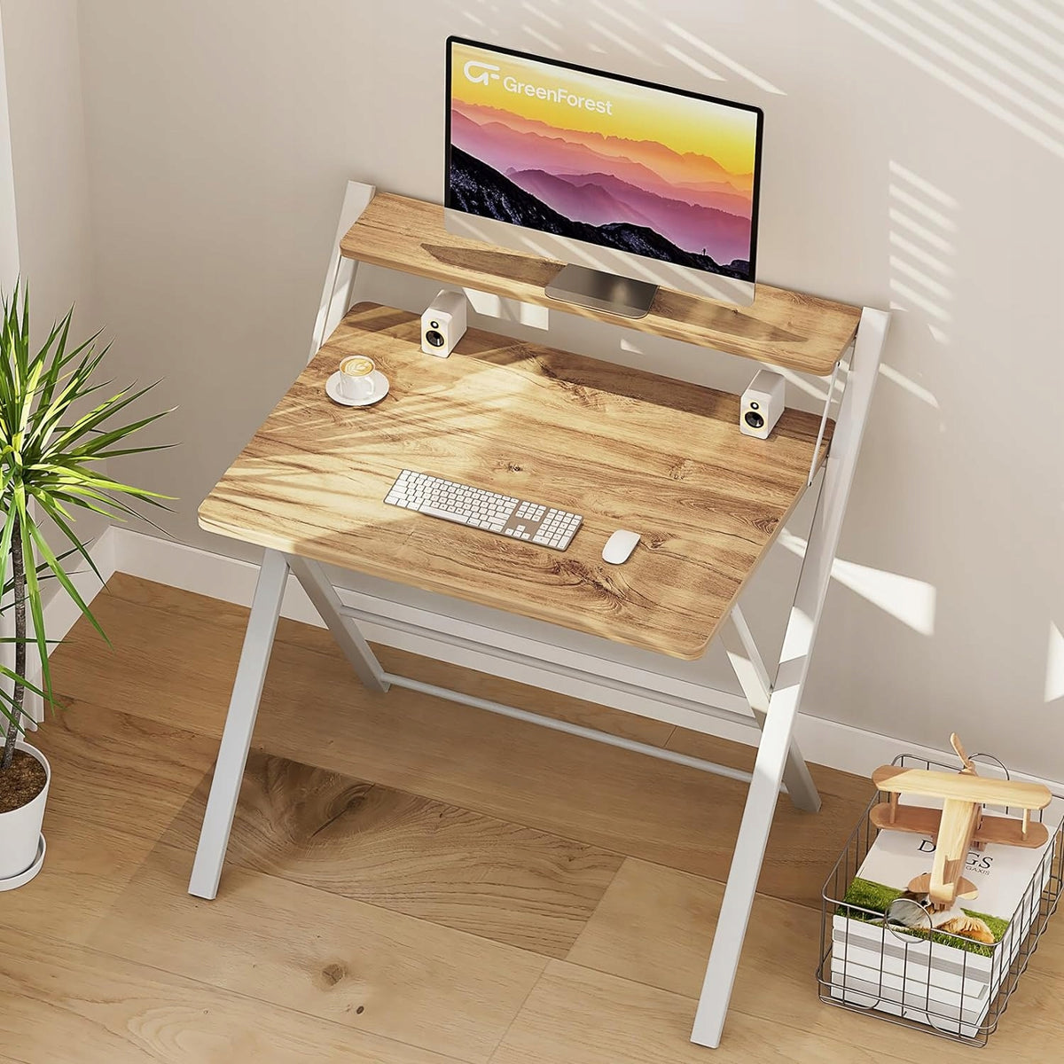 2 TIER SMALL FOLDING DESK WITH SHELF Brand no brand