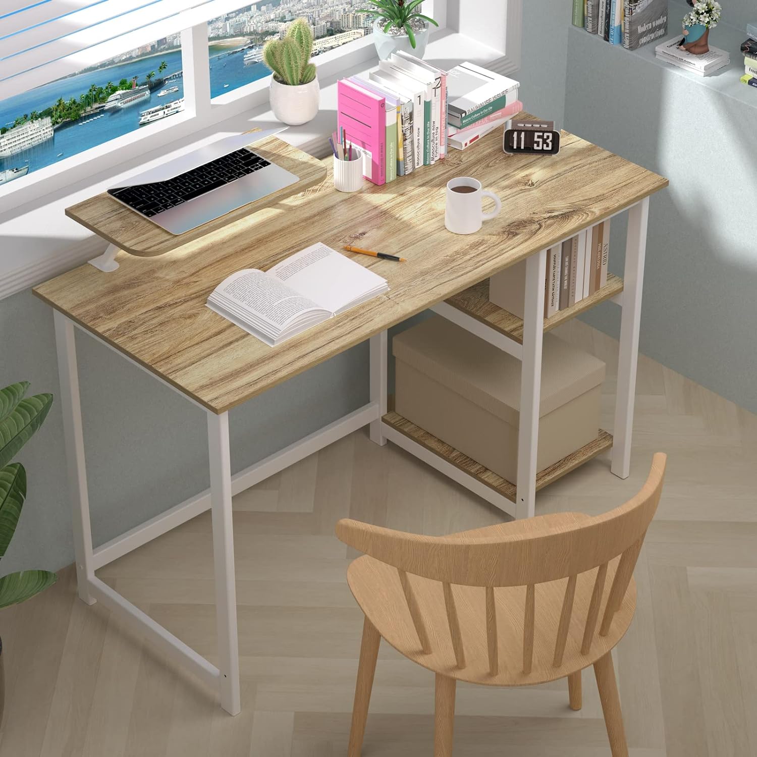 2 TIER SMALL FOLDING DESK WITH SHELVES AND MONITOR STAND EAN (GTIN) 0099349696432