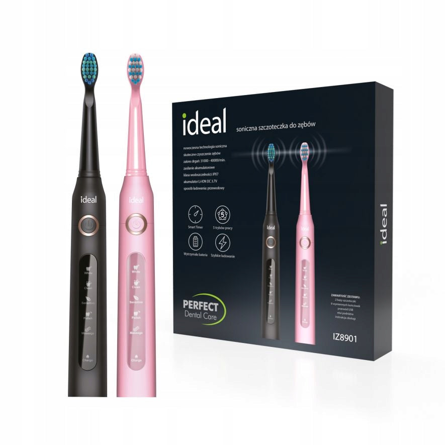 2 X ELECTRIC SONIC TOOTHBRUSH 6 TIPS 5 MODES STRONG Certificates of conformity CE