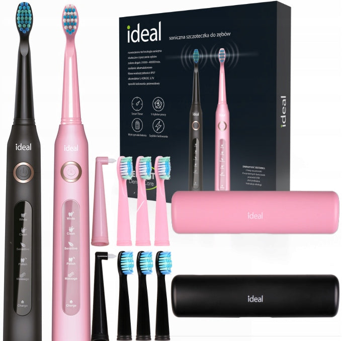 2 X ELECTRIC SONIC TOOTHBRUSH 6 TIPS 5 MODES STRONG