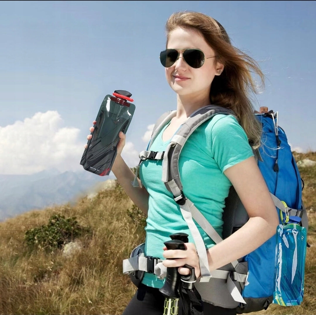 2 X Foldable Sports Water Bottle 700ml With Carabiner Additional features folding BPA-free