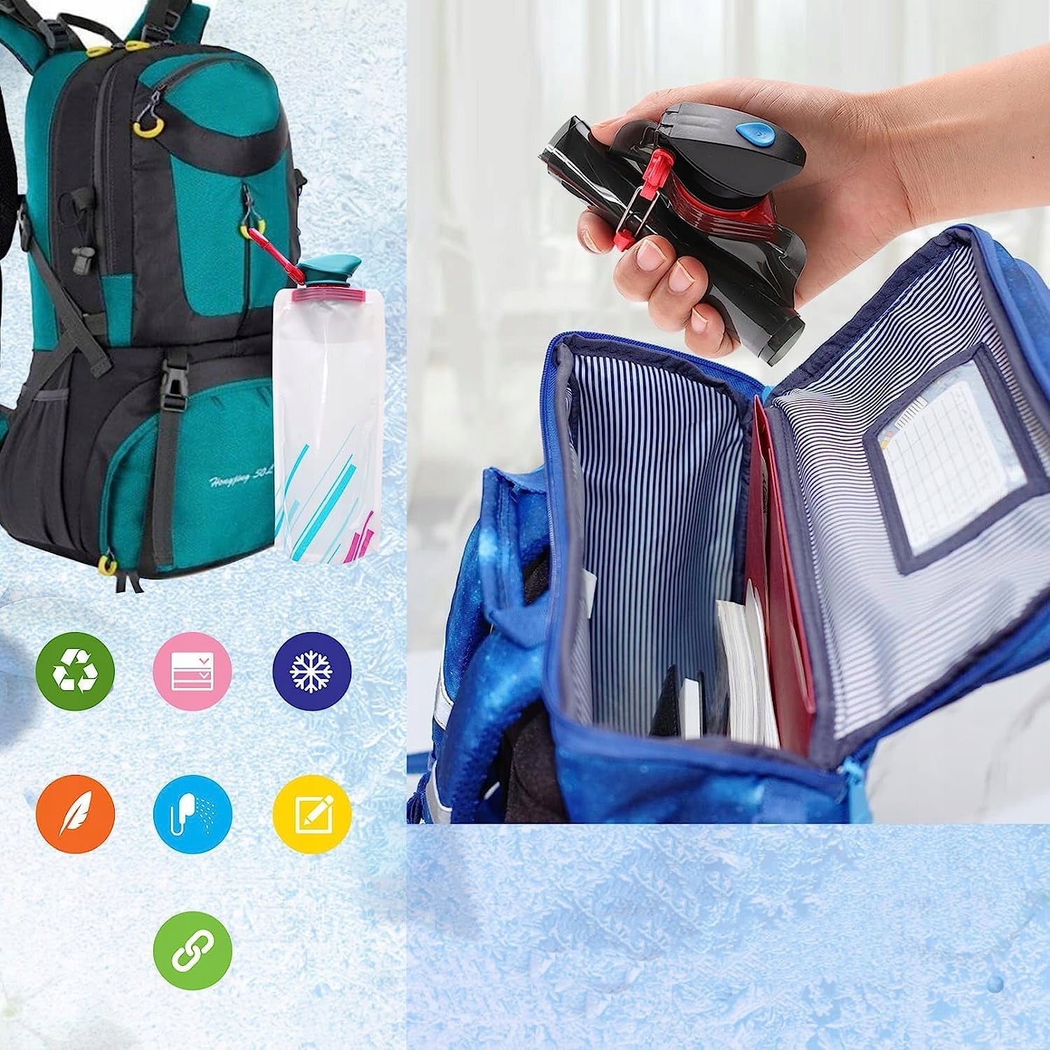 2 X Foldable Sports Water Bottle 700ml With Carabiner Color multicolor