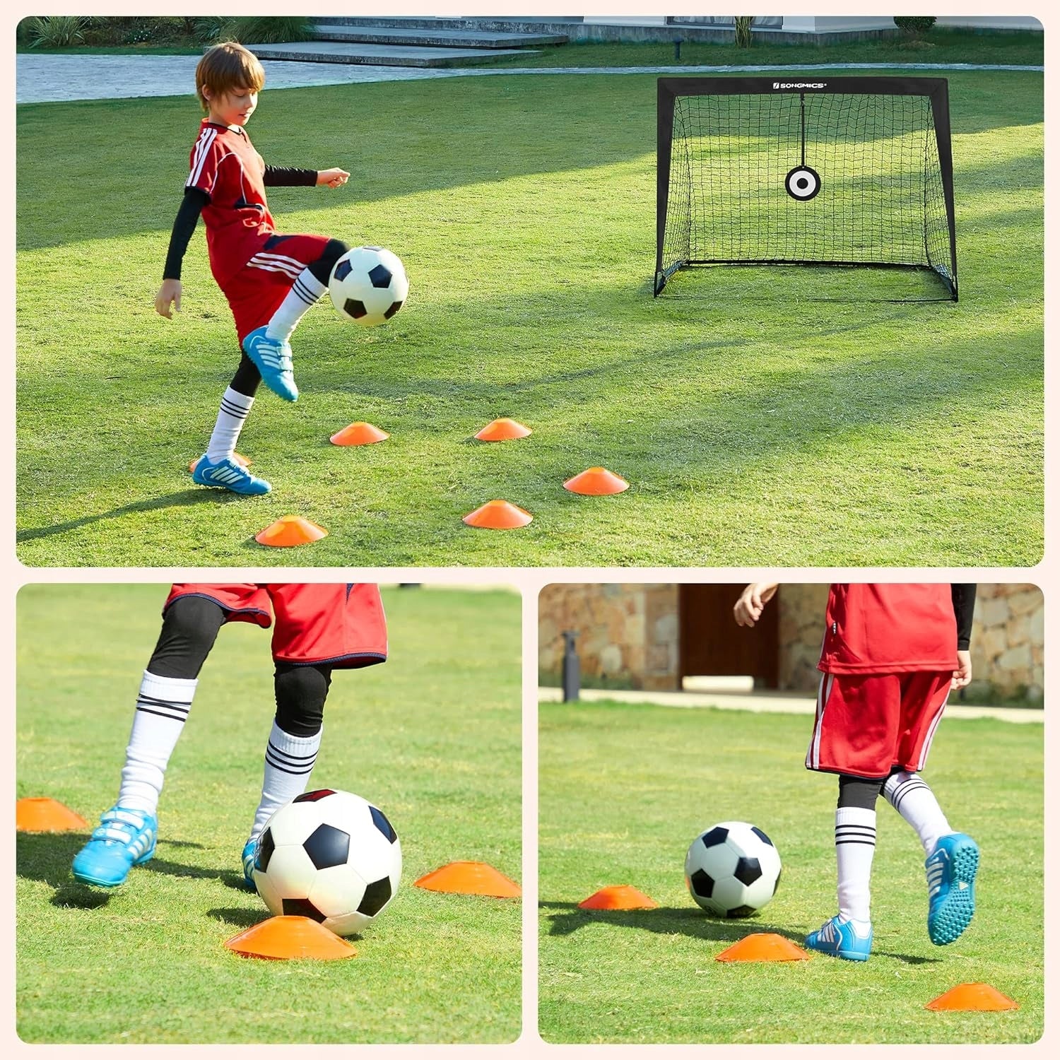 2 folding football goals SONGMICS 120x80cm black portable football field Kid's age 3+ years