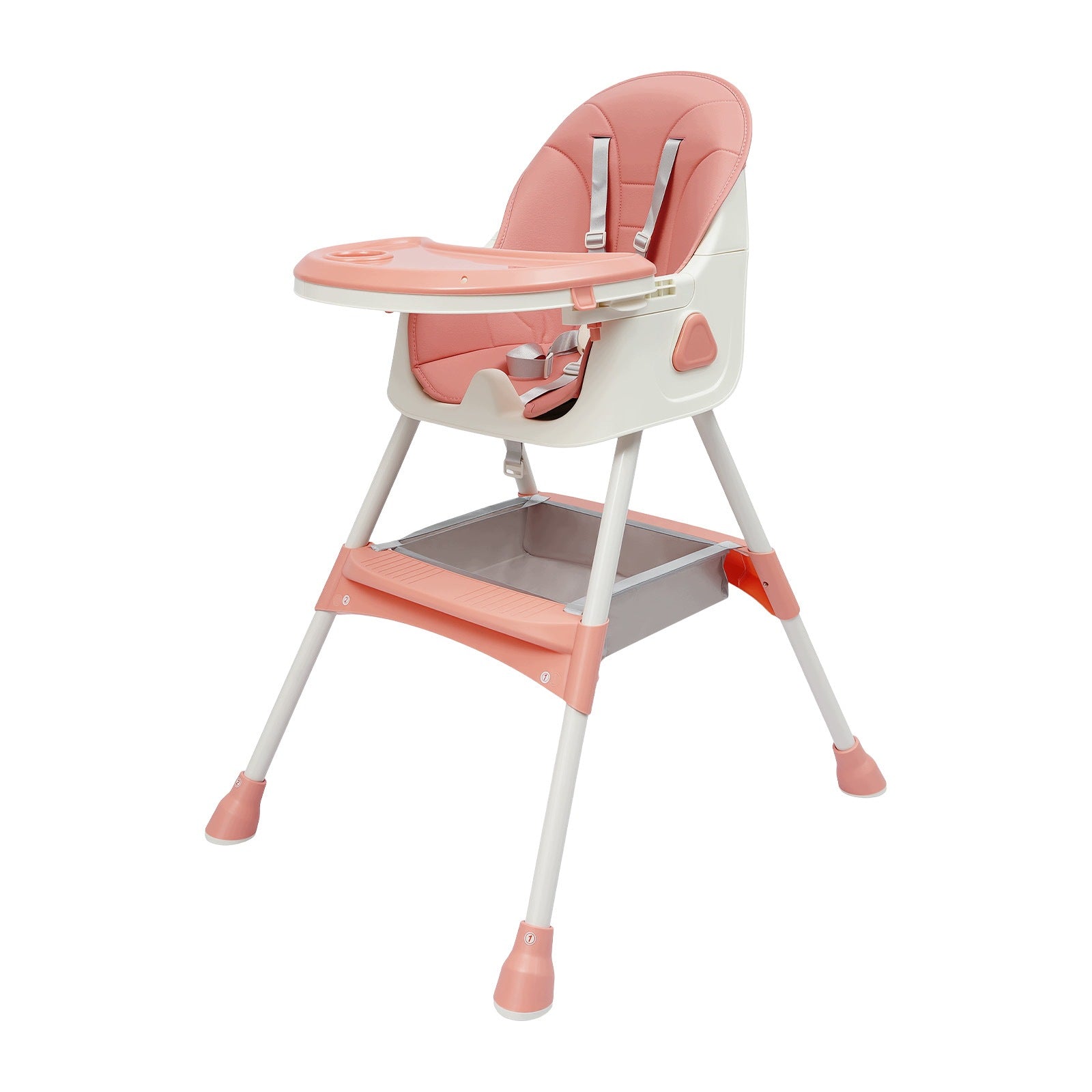 2-in-1 Baby High Chair, Adjustable 5-Level Tray with Footrest For 6M-6Y