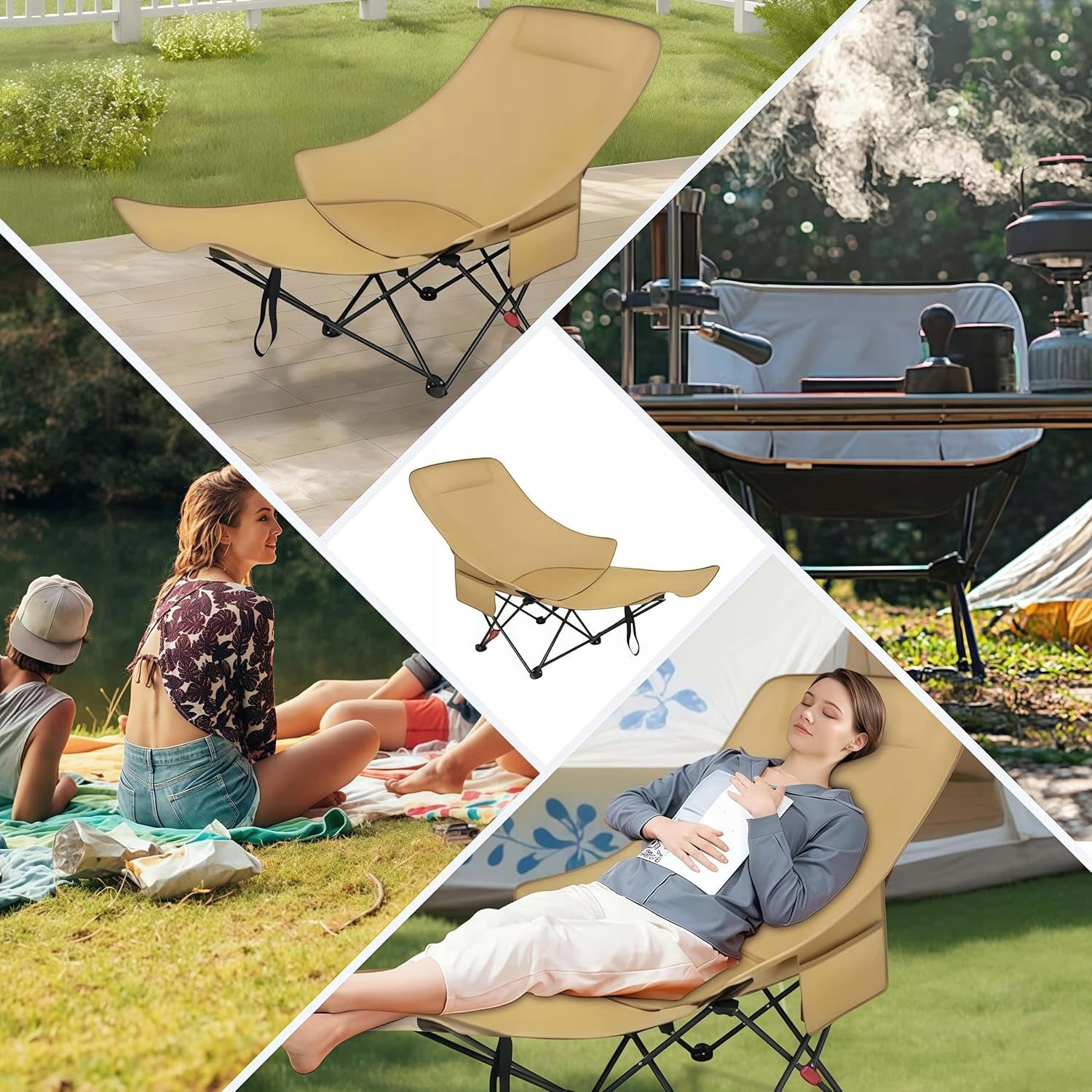 2-in-1 Camping Chair, Folding, Beach Chair with Adjustable Backrest EAN (GTIN) 644097915726