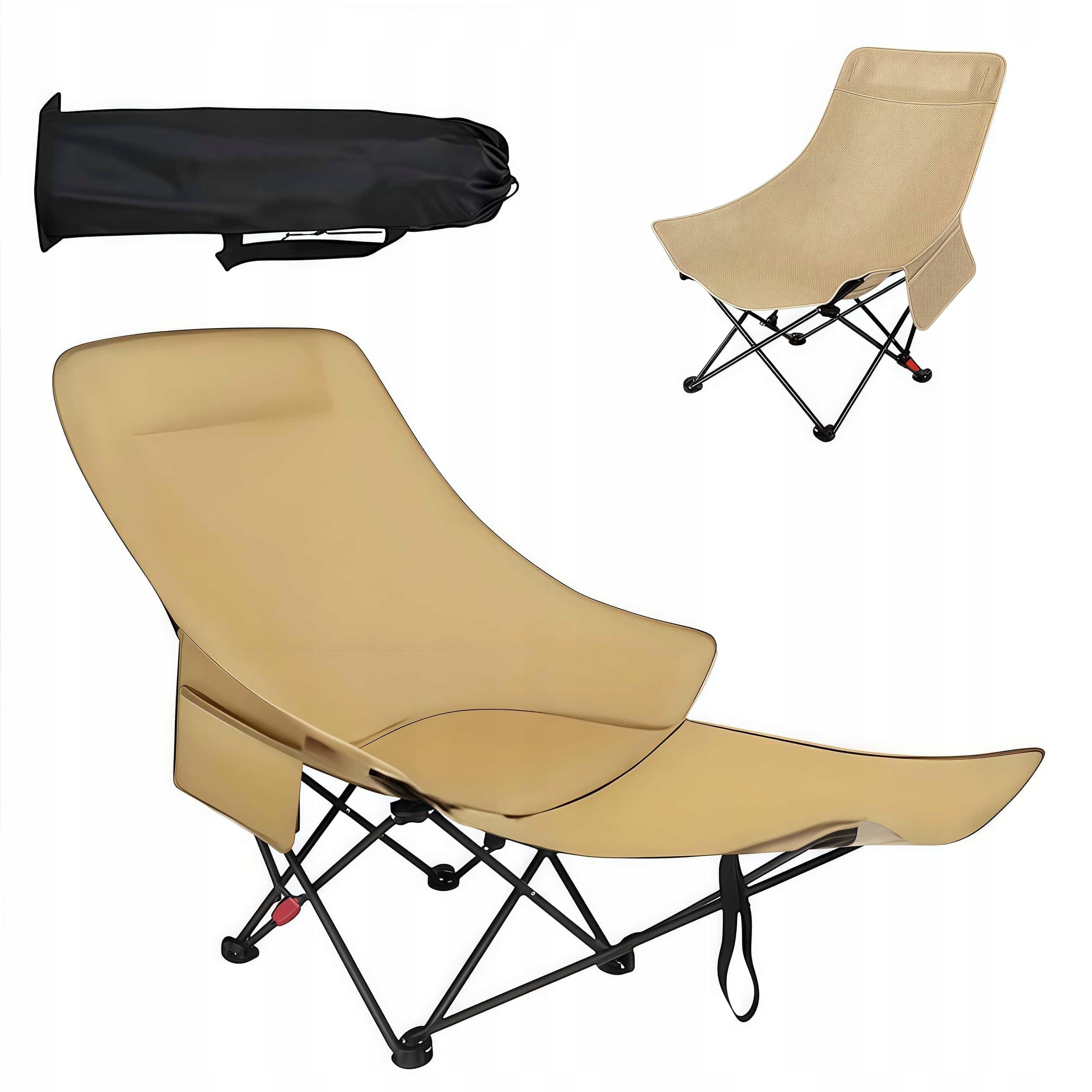2-in-1 Camping Chair, Folding, Beach Chair with Adjustable Backrest