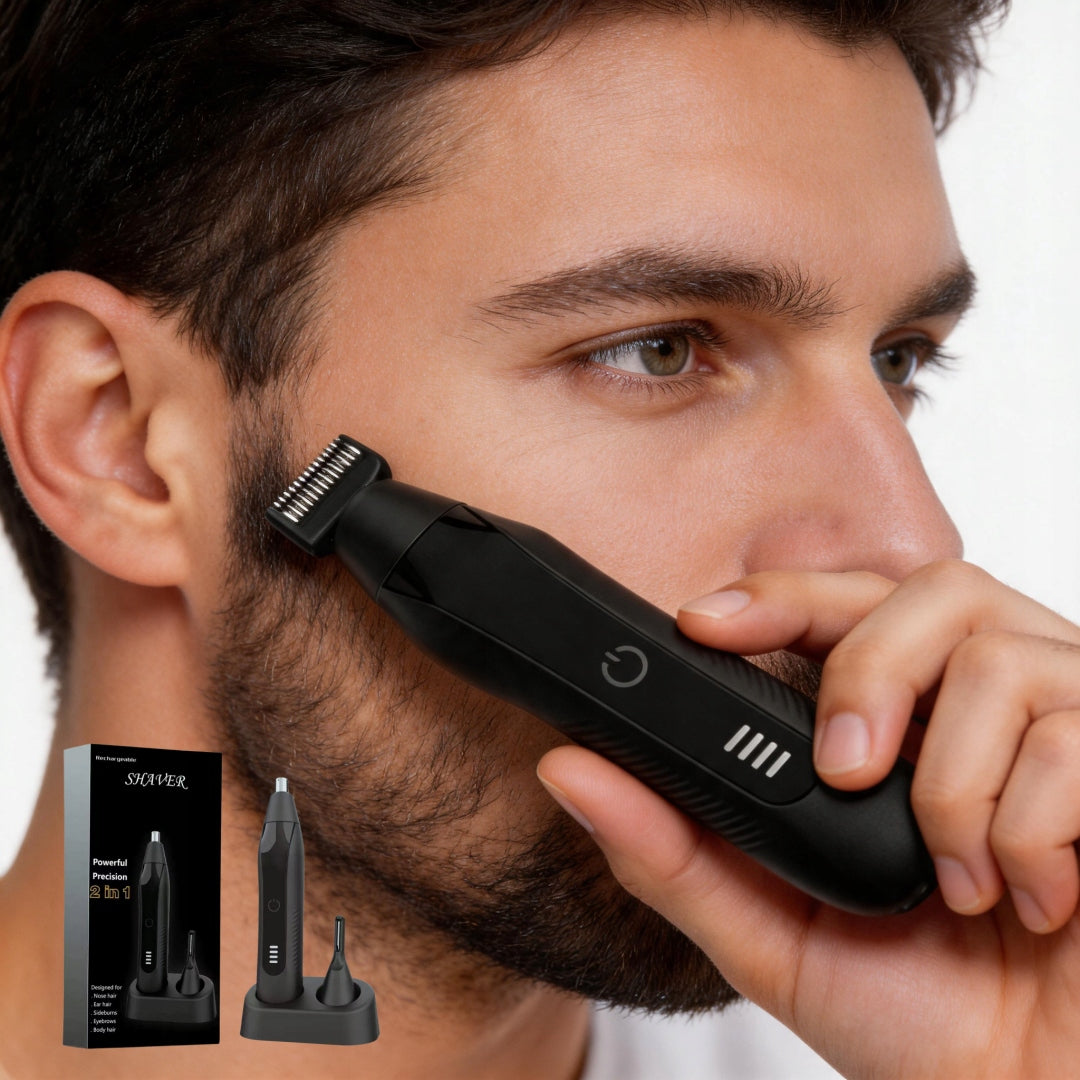 2-in-1 Rechargeable Nose & Ear Hair Trimmer, Painless Eyebrow Facial Shaver Manufacturer code sqzq