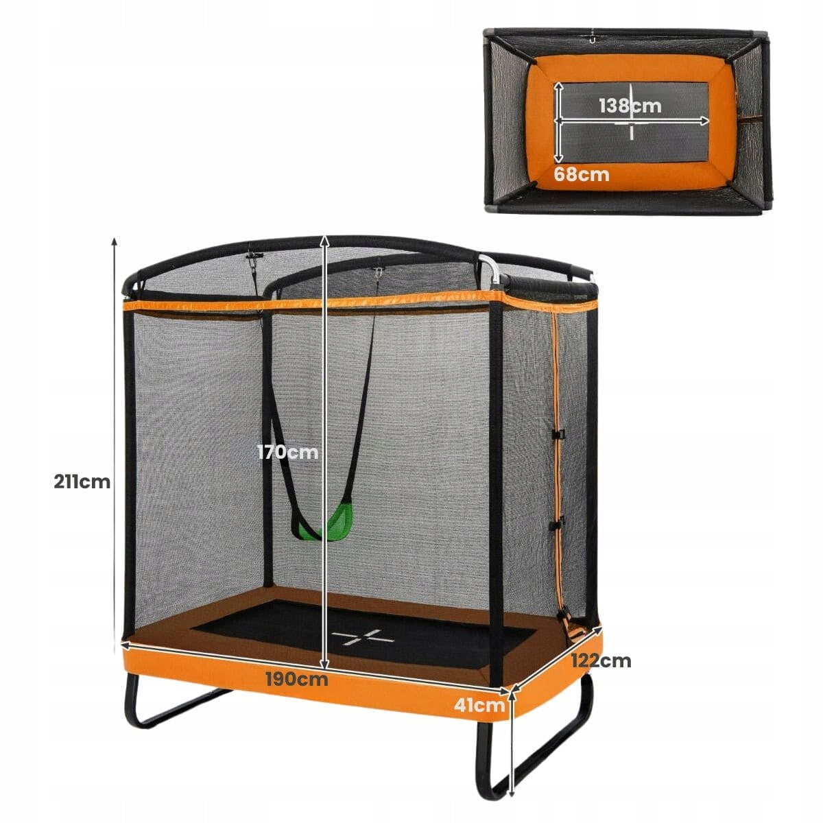 2-in-1 Rectangular Trampoline for Kids with Swing Brand Costway