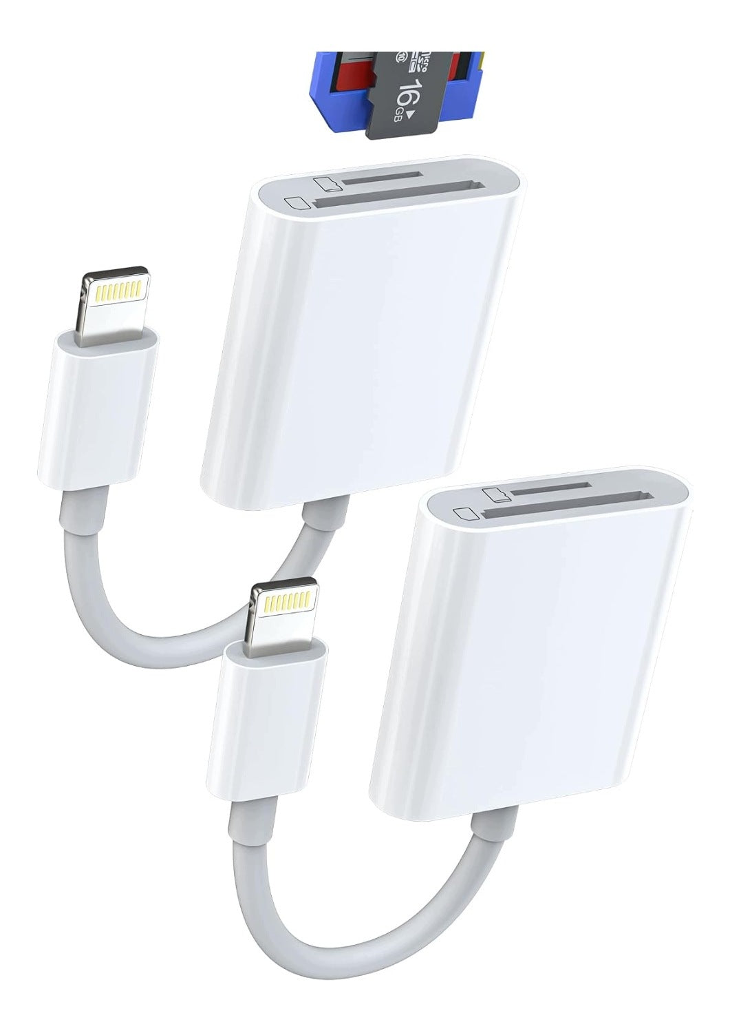2 in 1 SD Micro SD Lightning Card Reader for iPhone 14 13 Pro iPad Adapter