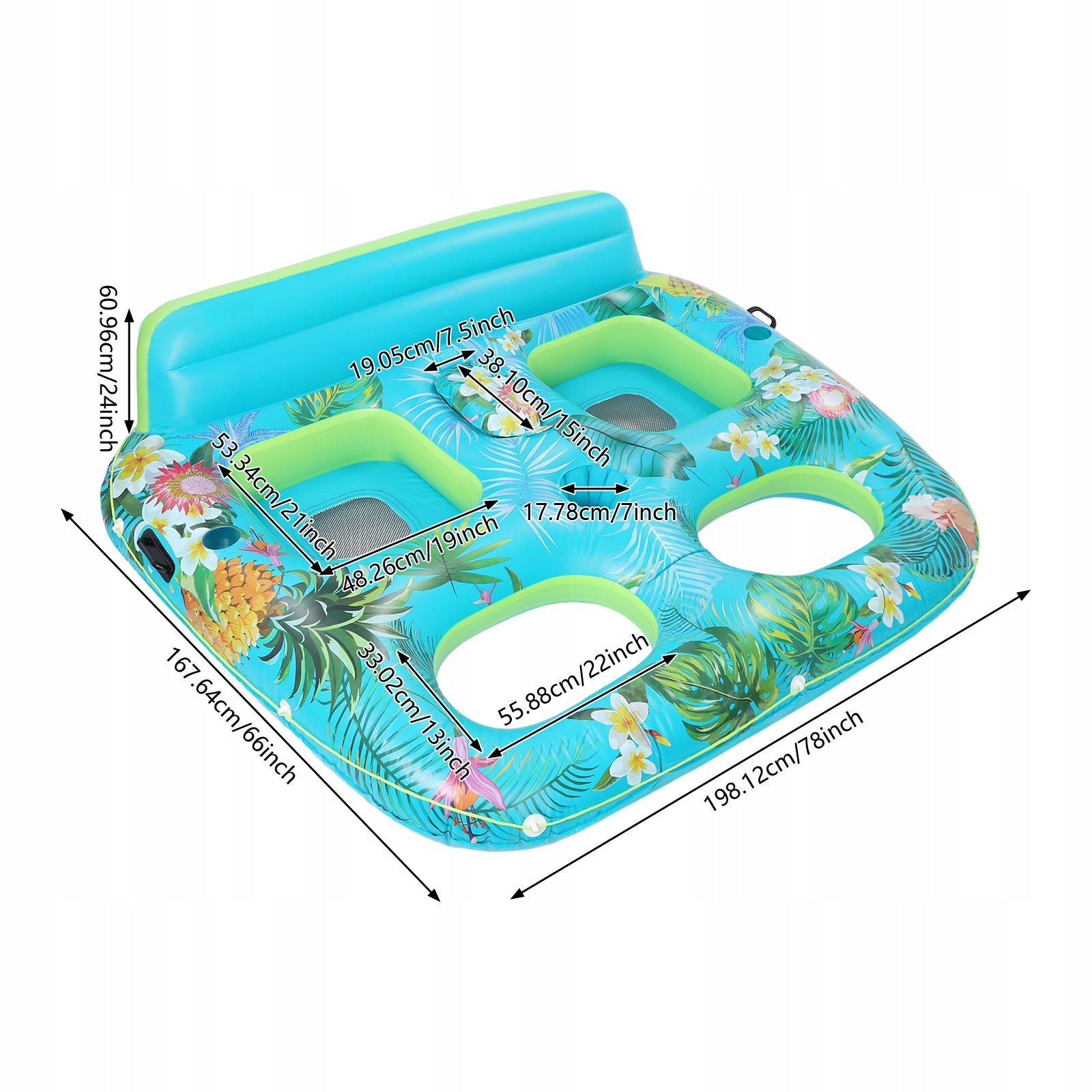 2-person Pool Float, Inflatable Swimming Mattress, 205*168*60cm Packaging status original