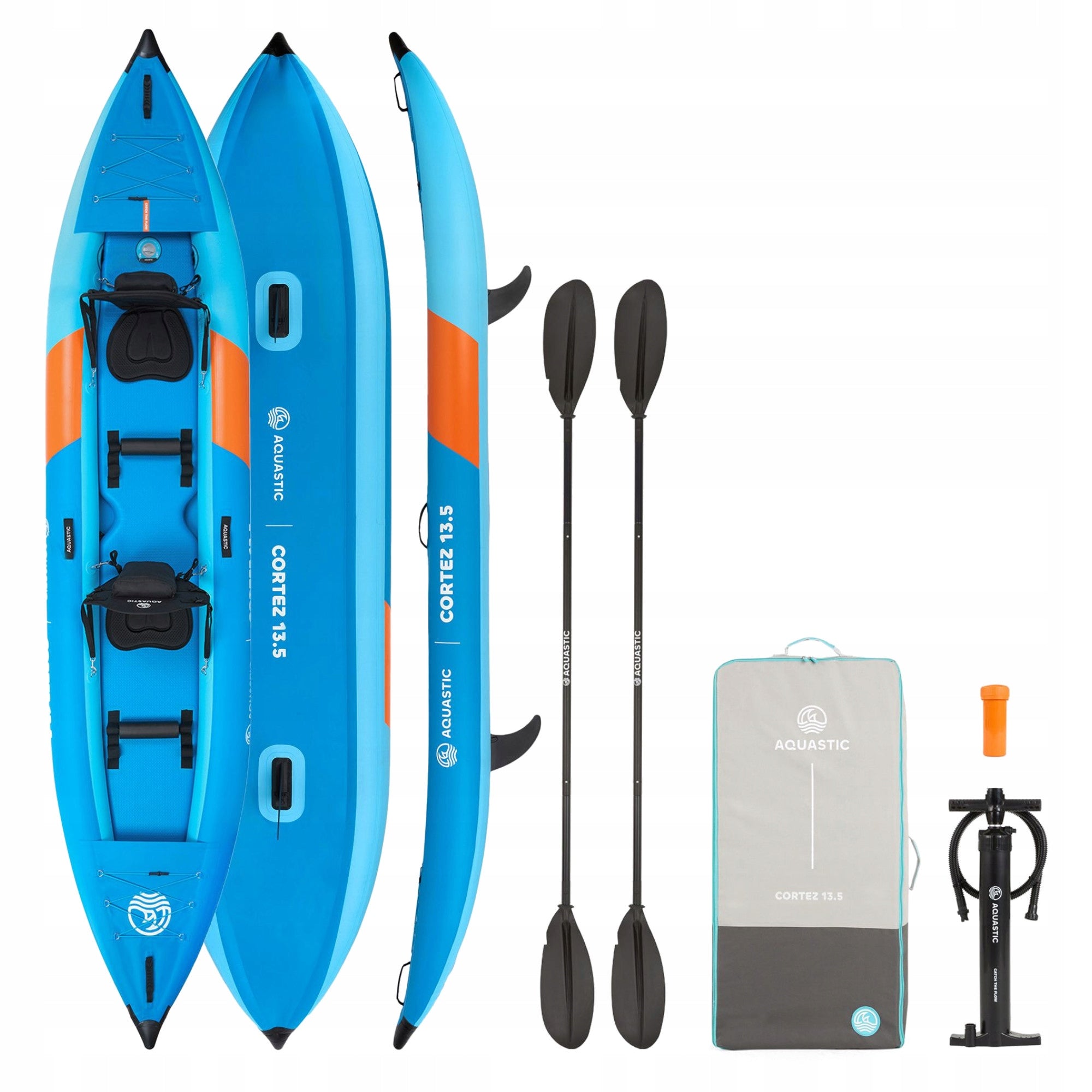 2-person pumped kayak AQUASTIC Cortez 13'5" / 410cm / 2x paddle, pump