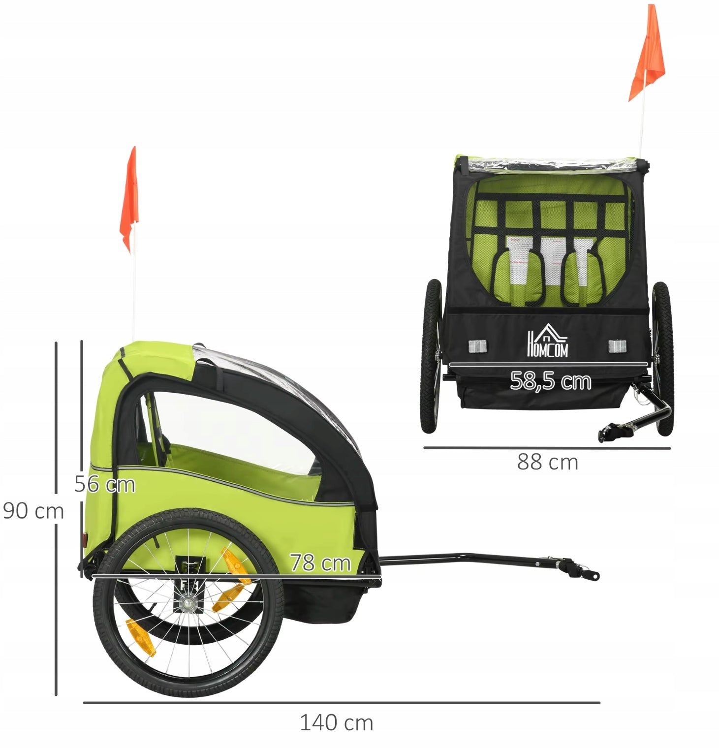 2-seater bicycle trailer for children – cushioned, transport trolley Model PX212