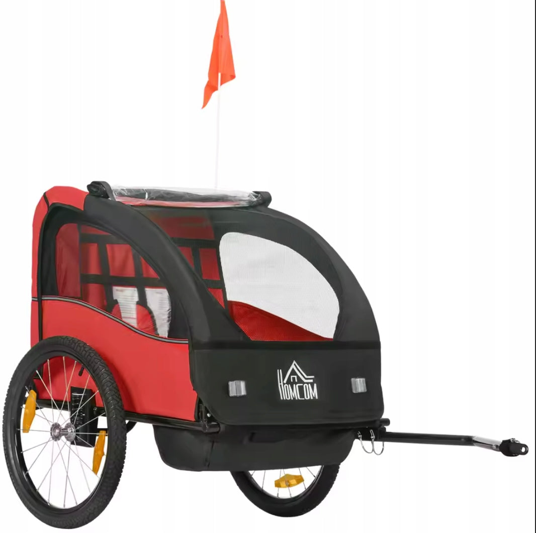 2-seater bicycle trailer for children – cushioned, transport trolley