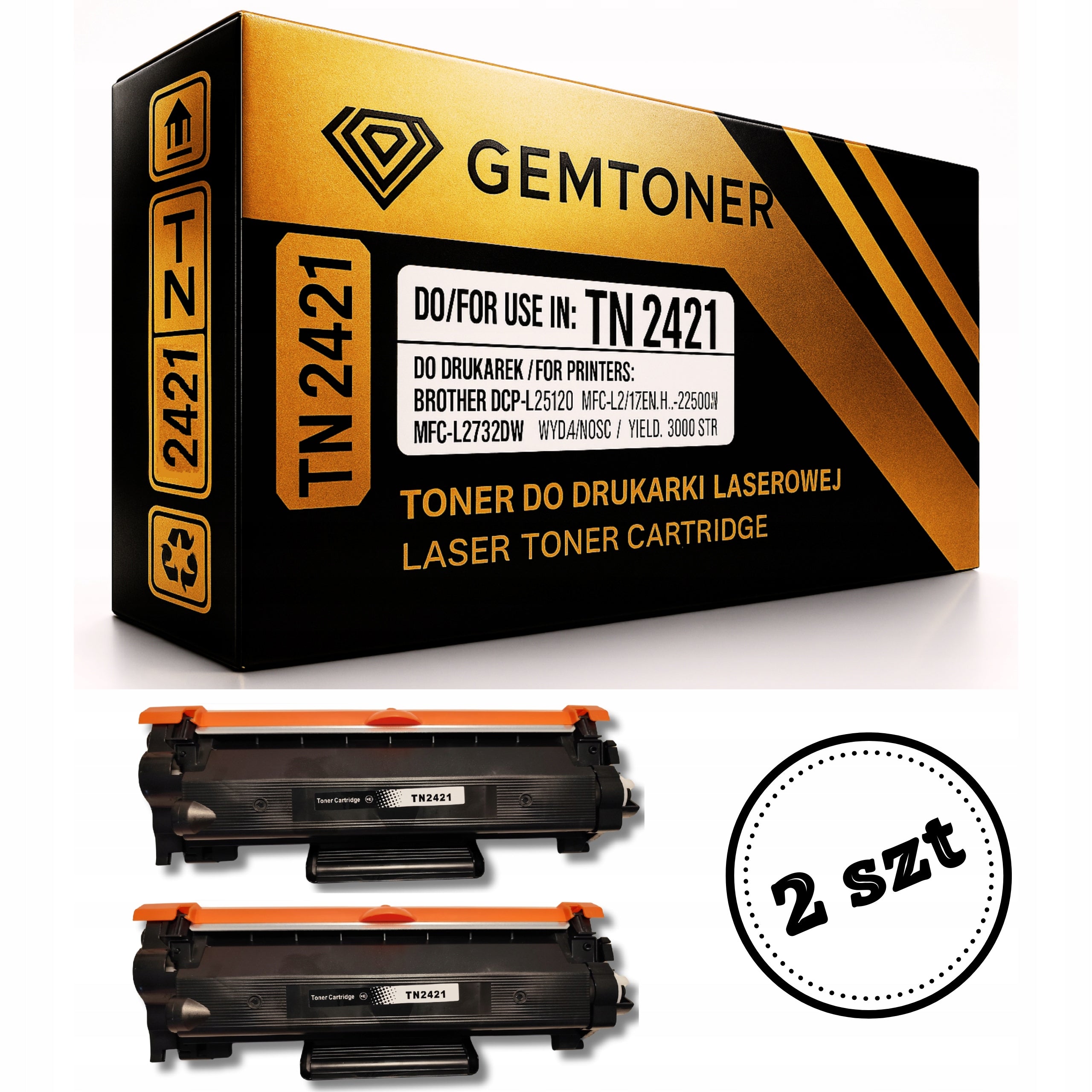 2 x BROTHER TN2421 XL MFC-L2712DN DCP-L2552DN MFC-L2732DW PRINTER TONER CARTRIDGE