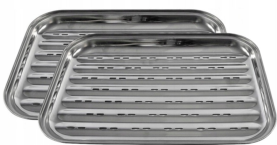 2 x GRILL TRAY Steel STAINLESS REUSABLE GRATE
