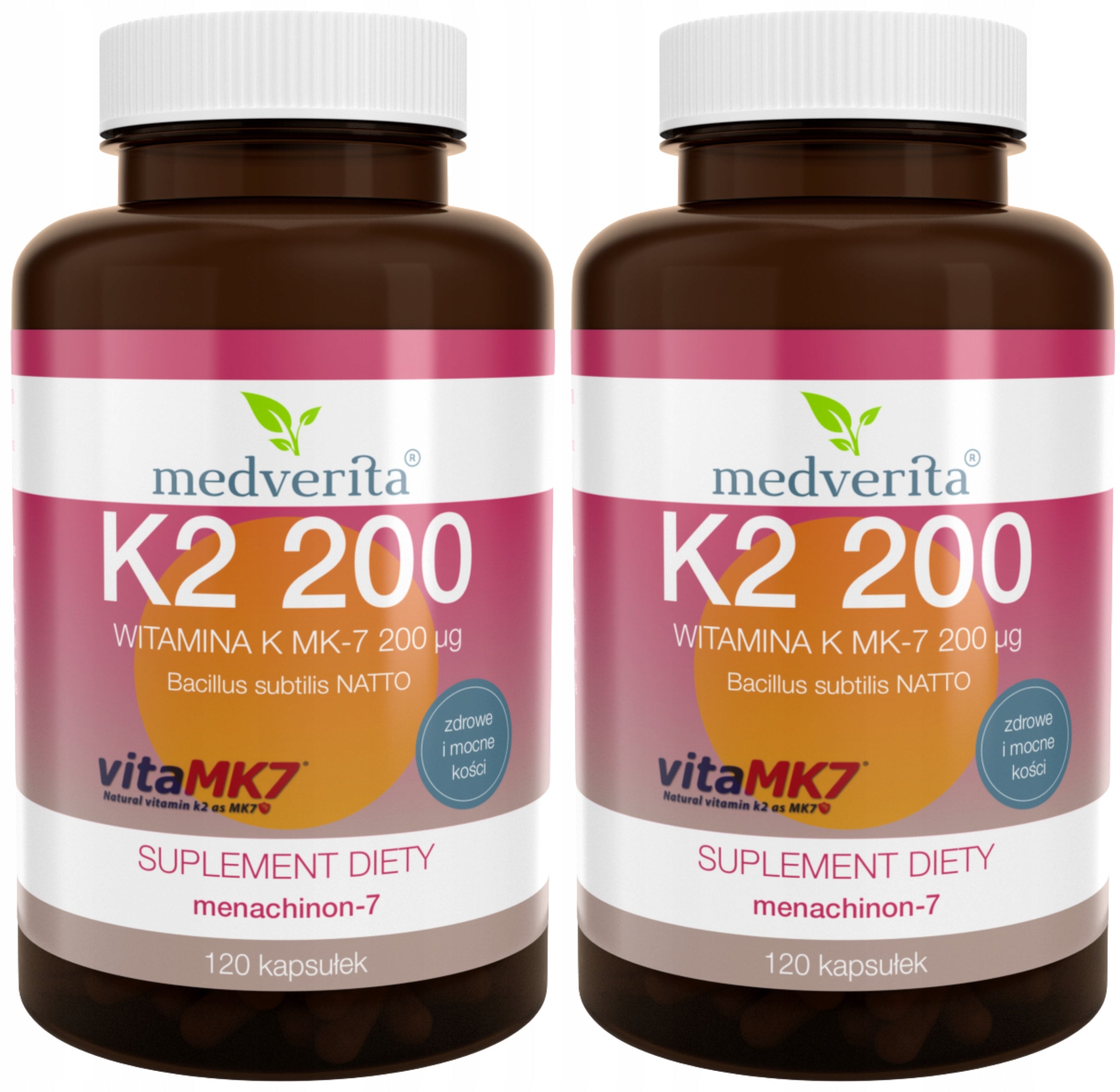 2 x Medverita Vitamin K2 MK-7 200ug 120 kaps. Heart Bone Circulation System