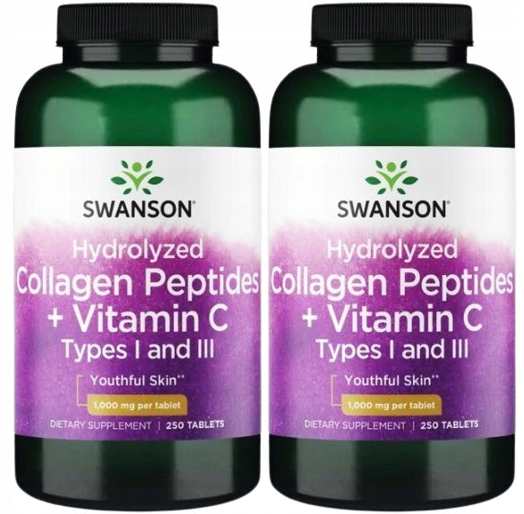 2 x Swanson Hydrolyzed collagen I and III + C 250tab Young skin Joints
