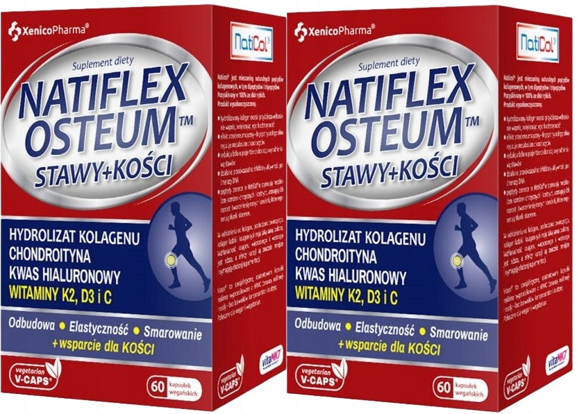 2 x Xenico Natiflex Osteum, 60 caps. Hyaluronic acid Healthy joints K2 D3