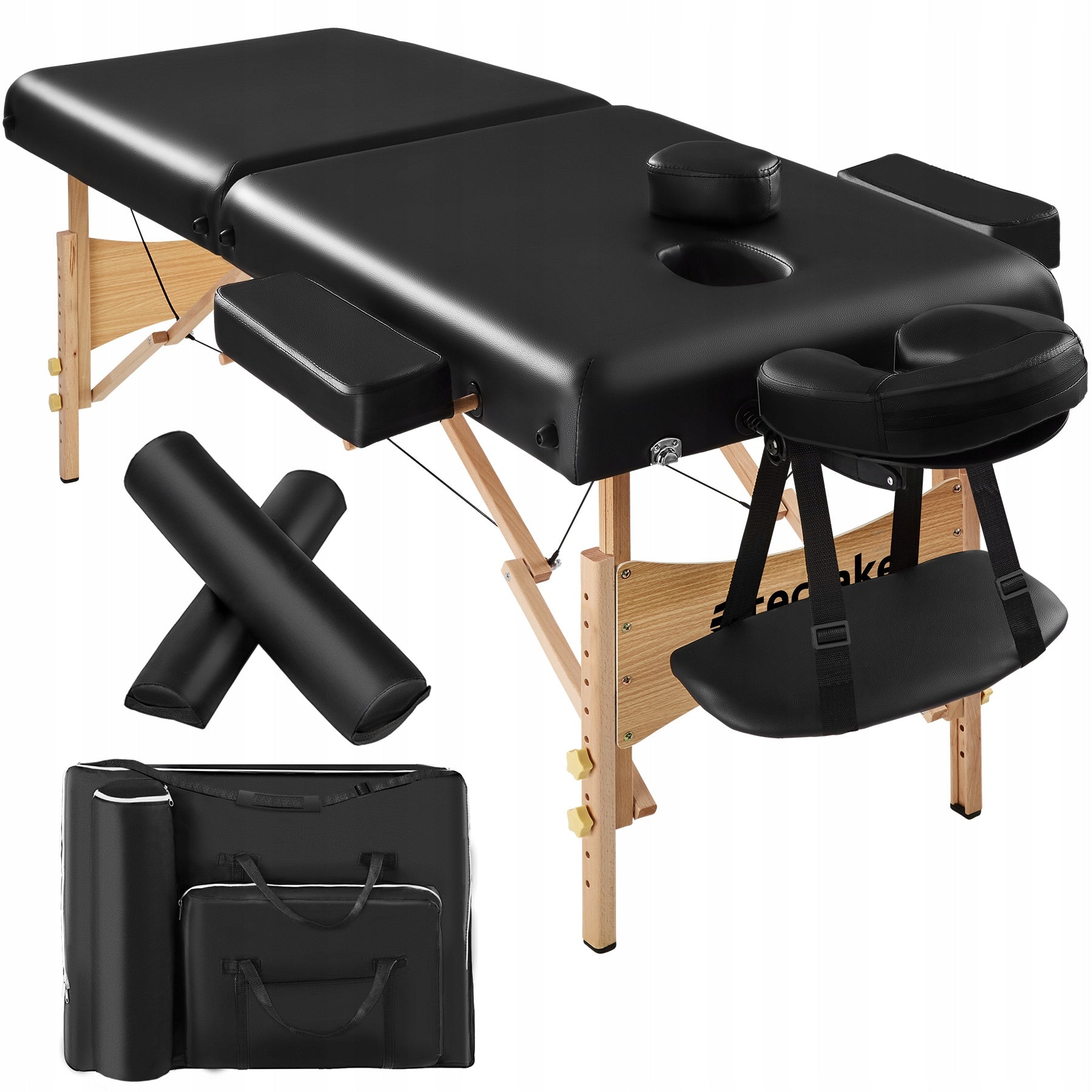2-zone massage table set with 7,5 cm padding and wooden frame