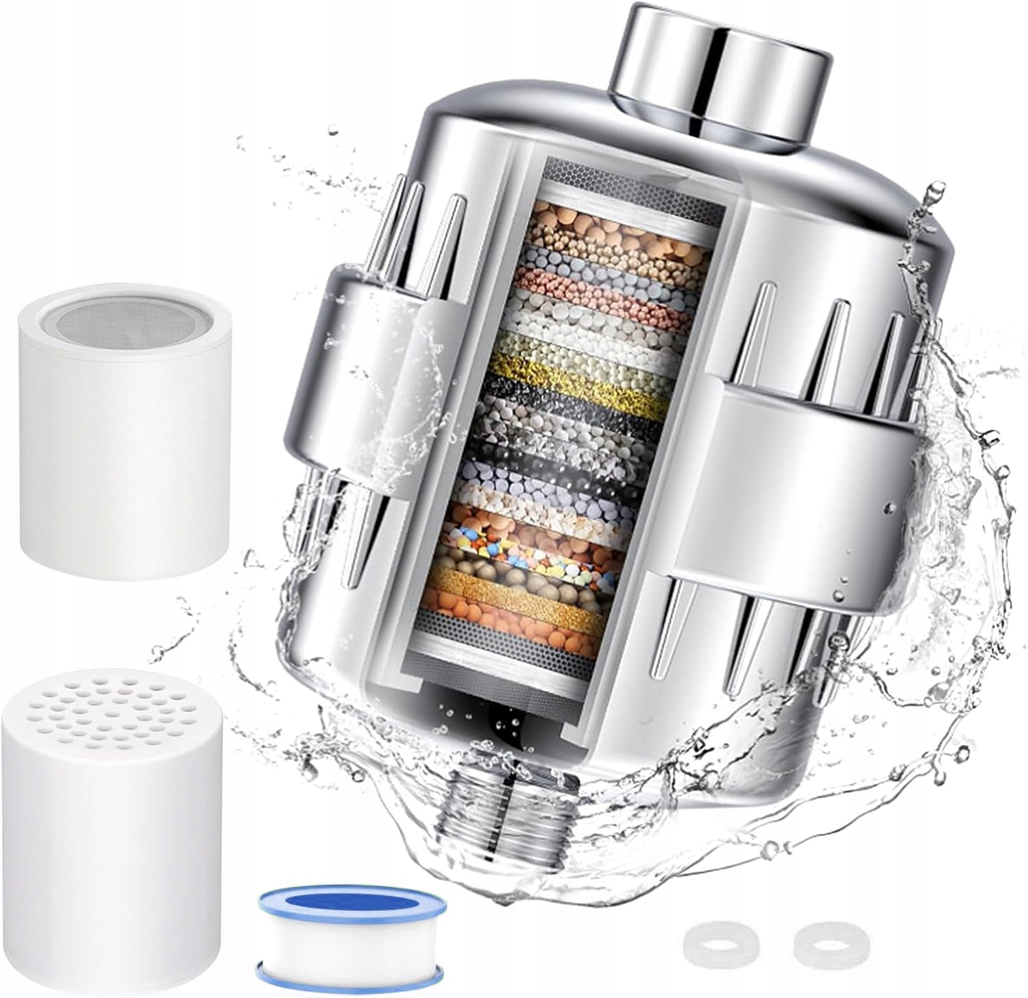20 Degree Universal Shower Water Filter with Spare Cartridge