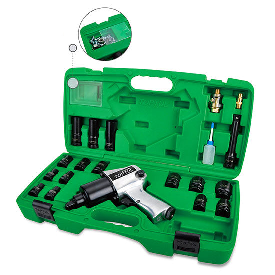 20 EL PNEUMATIC IMPACT WRENCH SET WITH CR-MO CAP ACCESSORIES TOPTUL Brand Toptul