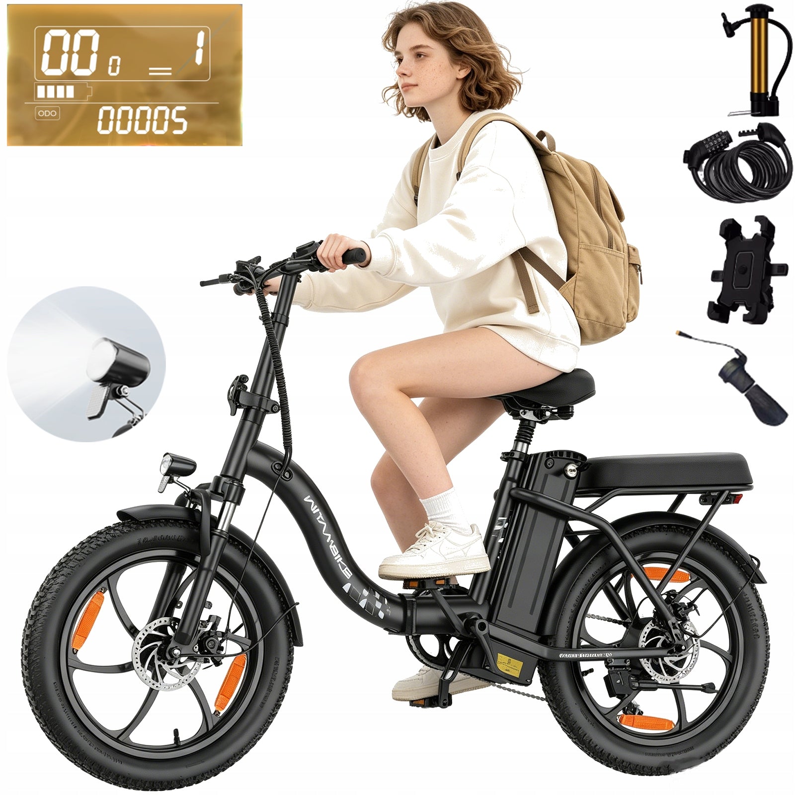 20" Electric Bike C16 250W 48V 16Ah 100KM 25KM/H E-BIKE Women's Men's PL