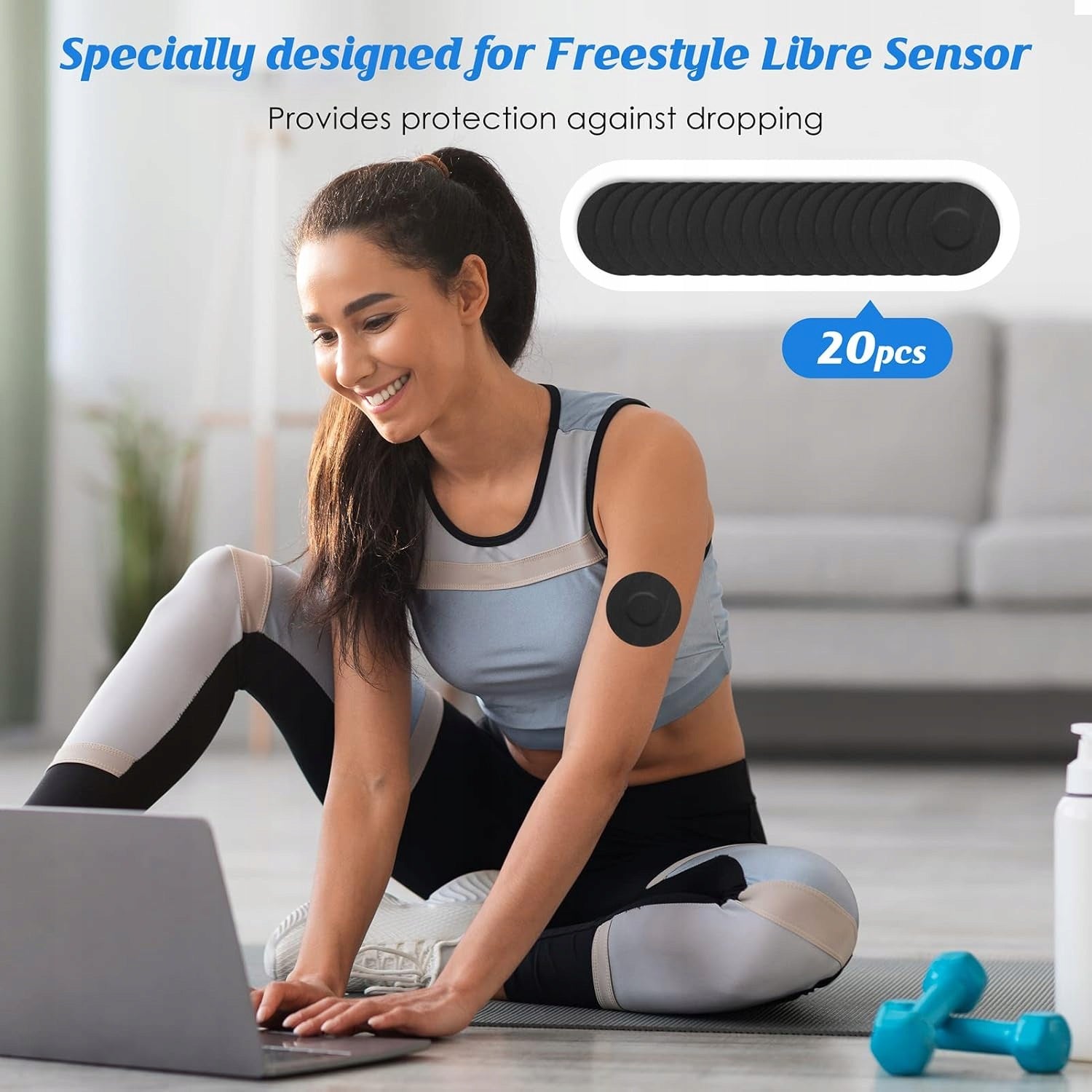 20 PATCHES FREESTYLE LIBRE 3 WATERPROOF BREATHABLE BLACK Medical device no