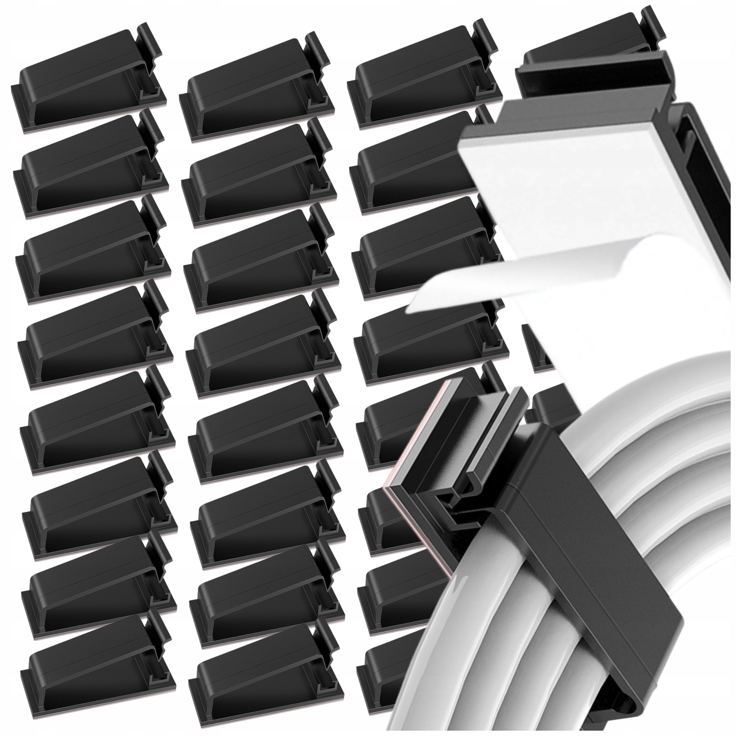 20 Pcs Black Self Adhesive Cable Clips Organizer Tape 3M Manufacturer code Organizery Czarne Do Kabli Zestaw 20 Sztuk