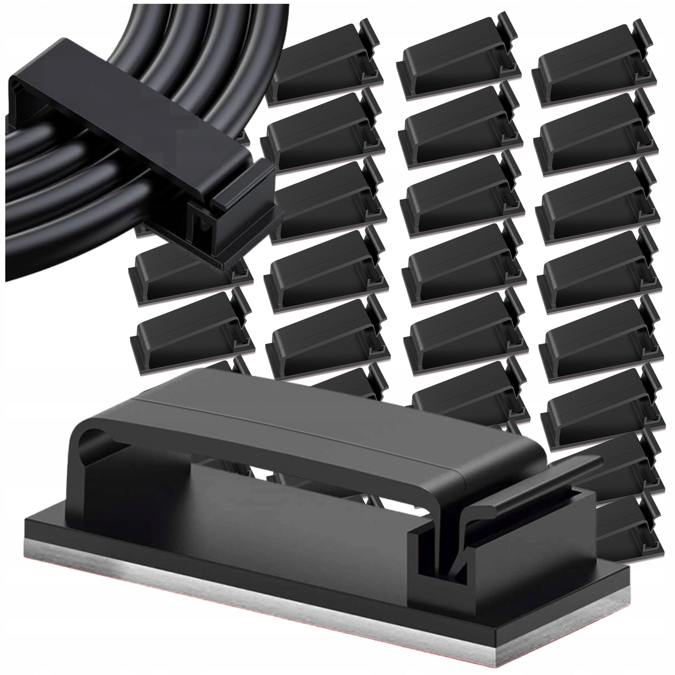 20 Pcs Black Self Adhesive Cable Clips Organizer Tape 3M