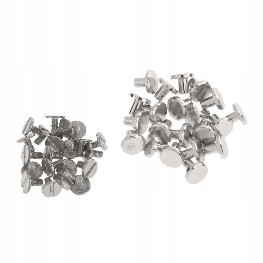 20 Sets 8mm Round Button Rivet Studs Screwback for Leather Silver Brand no brand