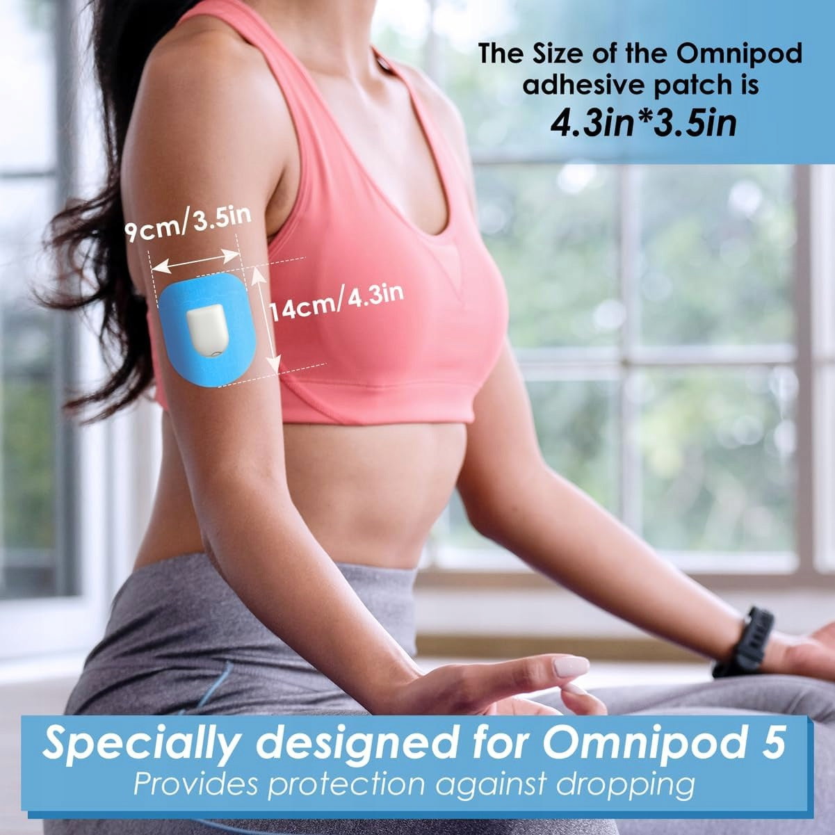 20 WATERPROOF PATCHES FOR OMNIPOD 5 BREATHABLE BLUE Medical device no
