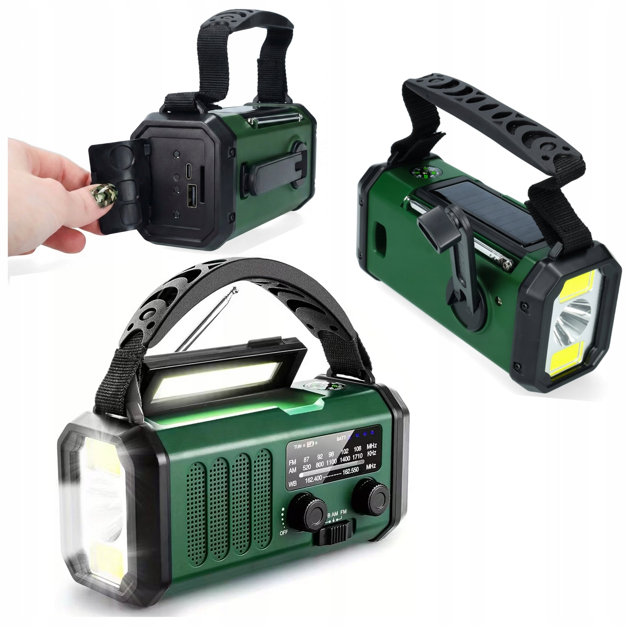 20000mAh PORTABLE CRANK RADIO SOLAR SOS CONSTRUCTION FLASHLIGHT POWERBANK Packaging status original