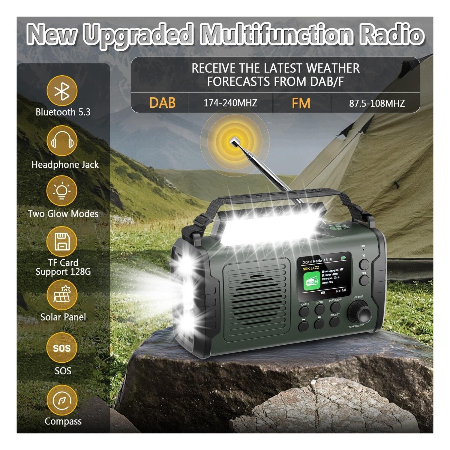 20000mAh solar radio with Bluetooth and crank - for camping and breakdowns Model other