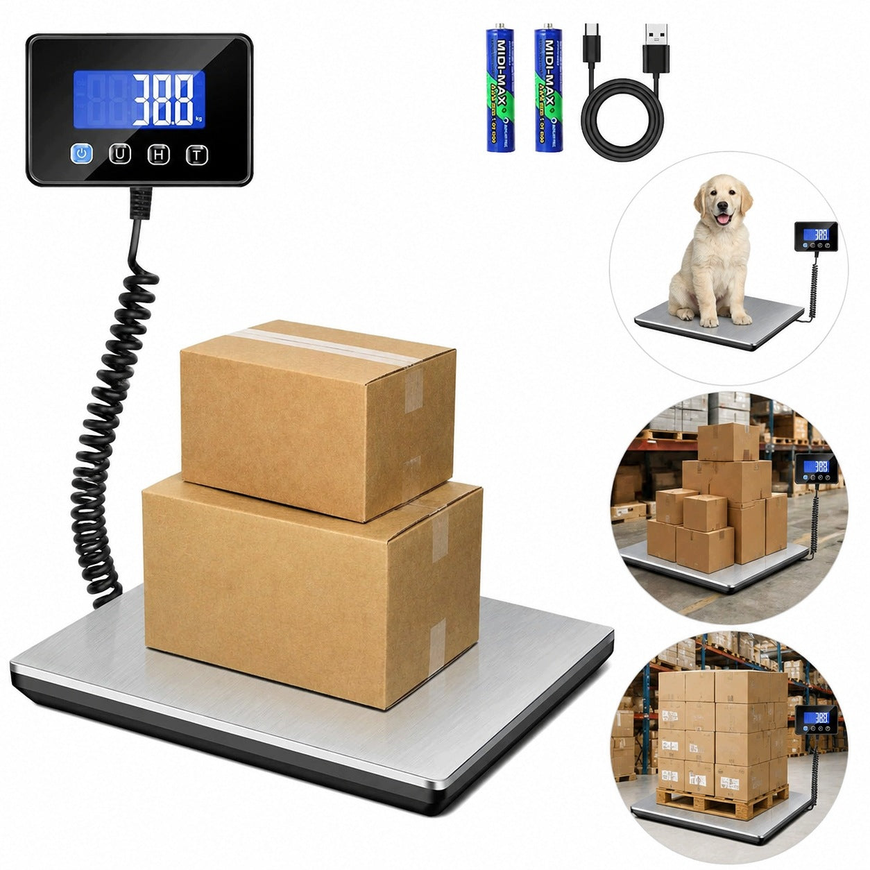 200KG POSTAL SCALE WITH LCD AND HOLD FUNCTION, SILVER