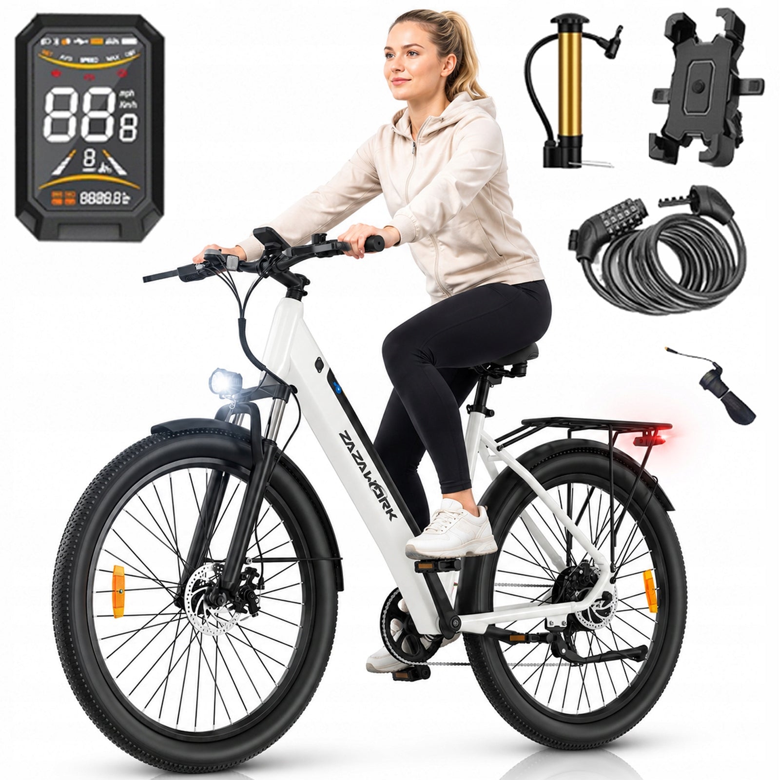 2026 City Electric Bike 250W 36V 720WH ZAZAWORK C28 120KM 29" E-Bike