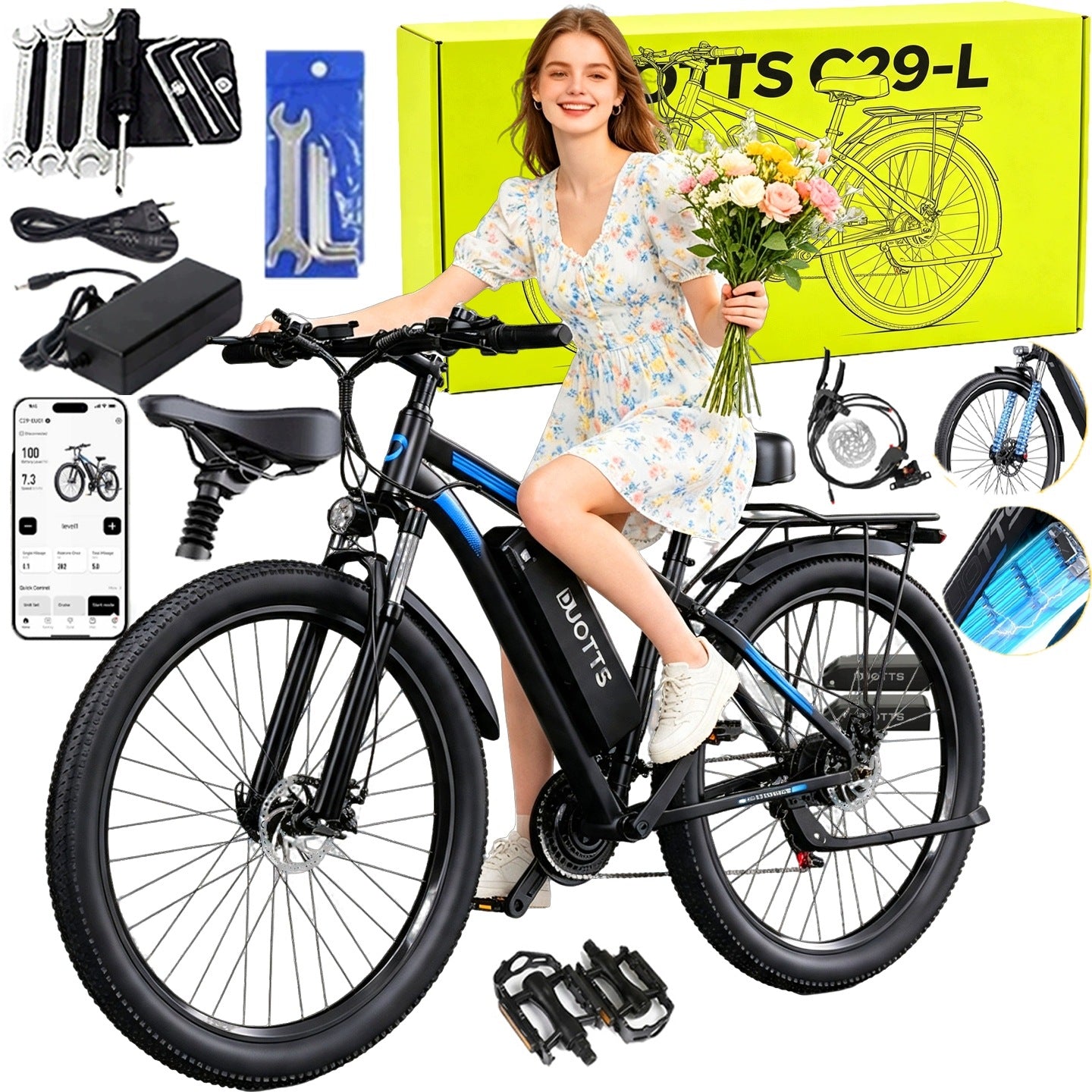 2026 DUOTTS C29-L 21-speed Oil Brake Electric Vehicles MTB+ Two batteries
