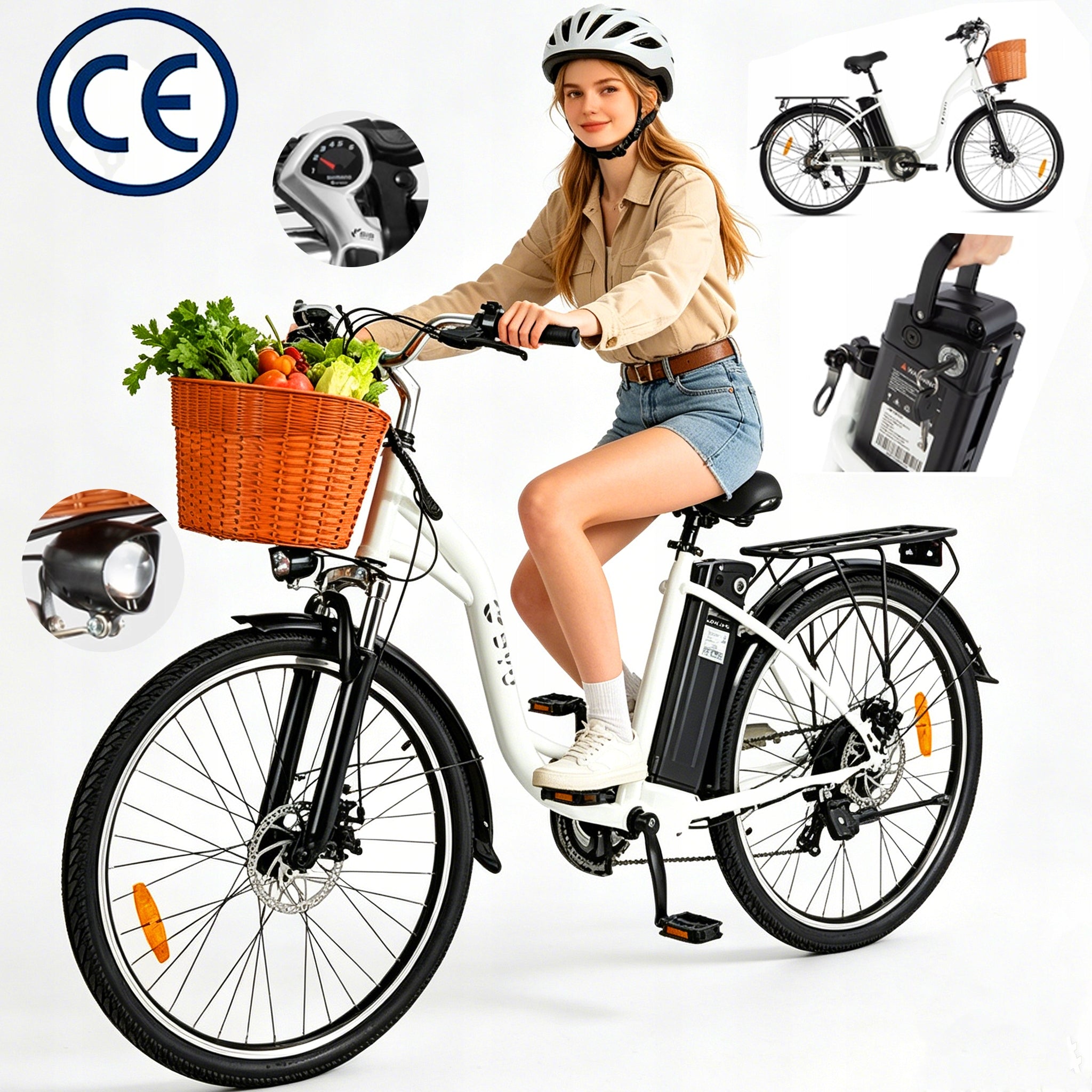 2026 DYU C6 Electric bike 250W 36V 12,5Ah 25km/h 70km 26" 6 city gears