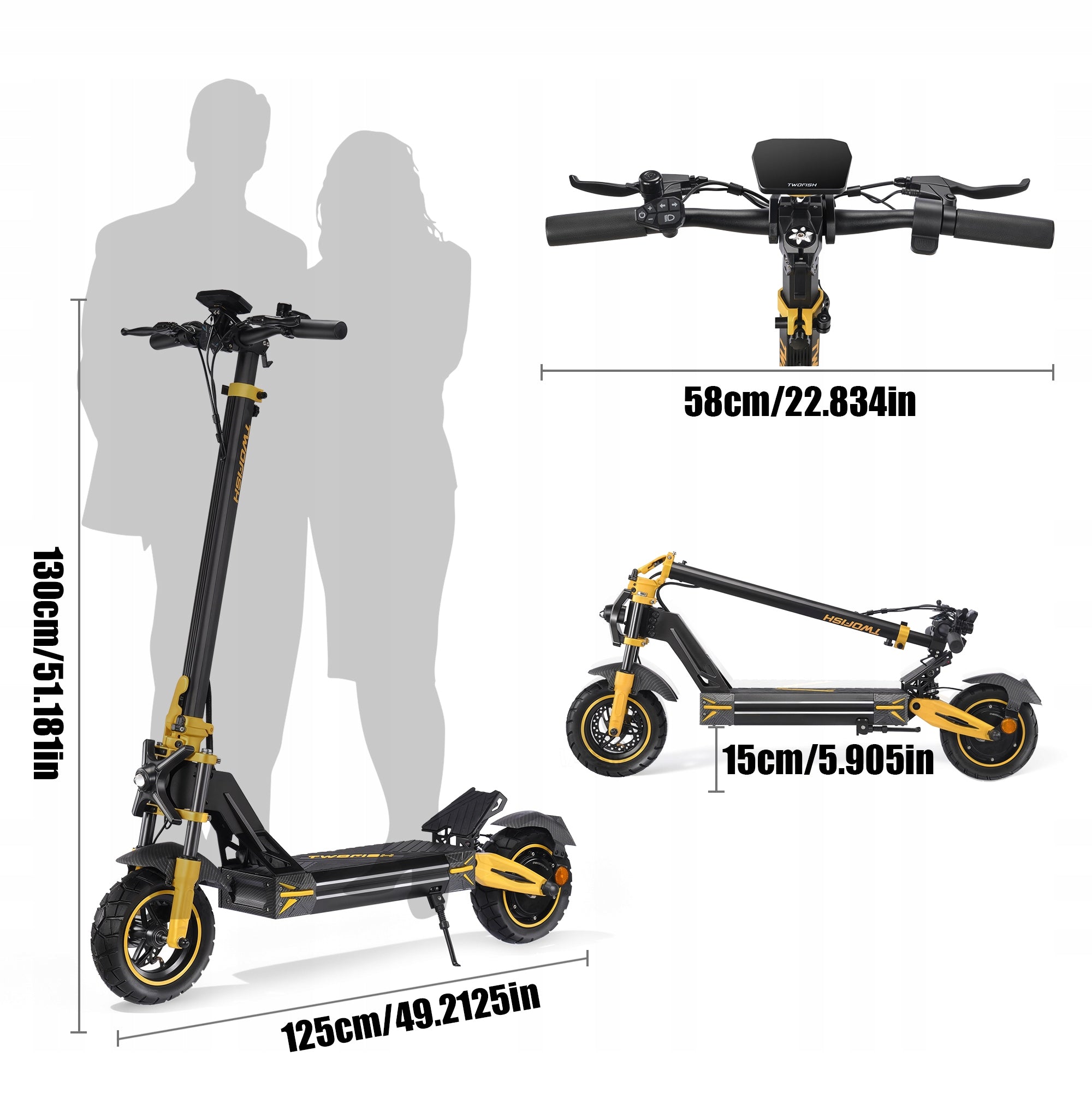 2026 NEW TWOFISH Electric Scooter Folding 1640W Range 70KM 20Ah 48V Manufacturer code 6910179502936