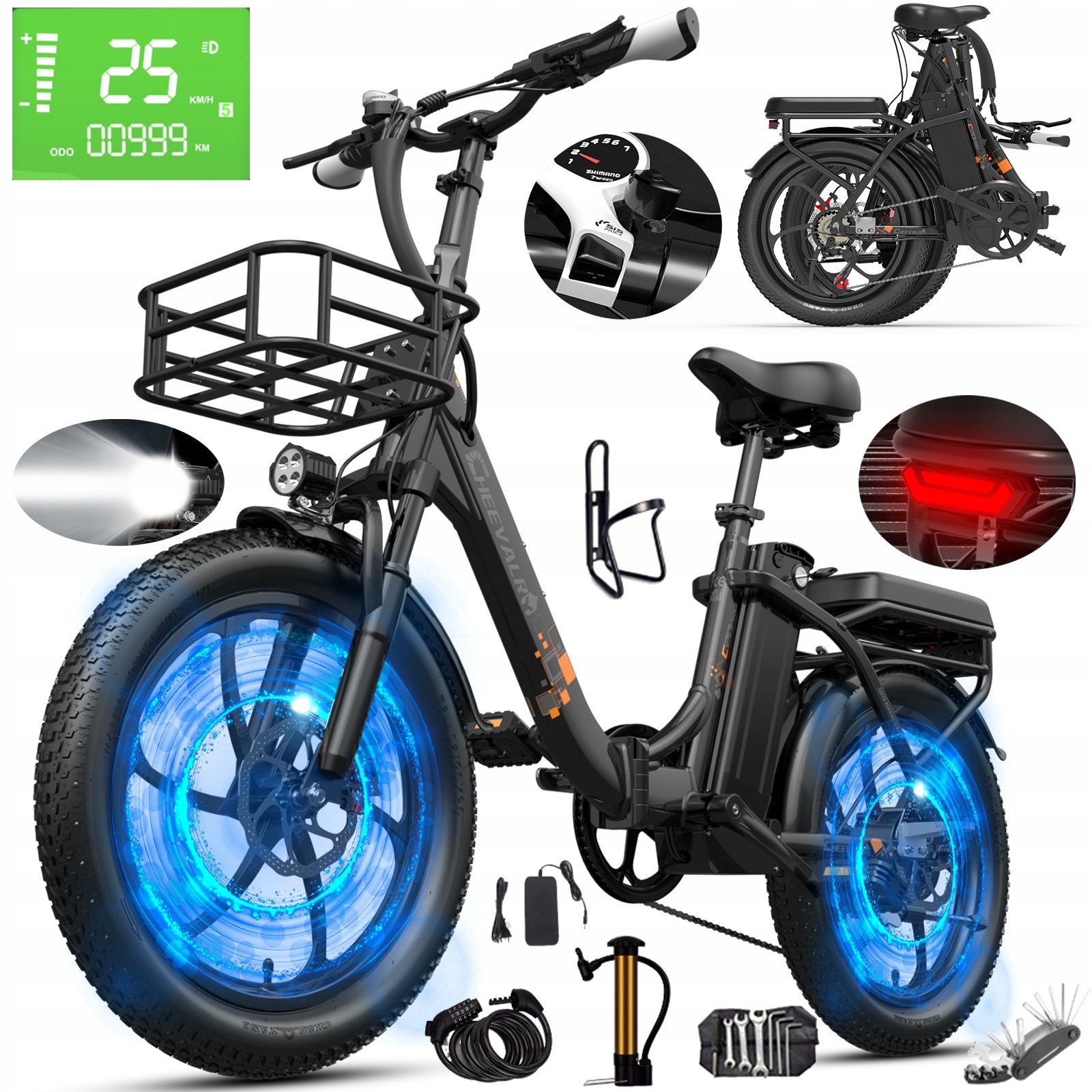 2026 folding electric bike 250W 20AH 150HP basket Cheevalry C20 PRO