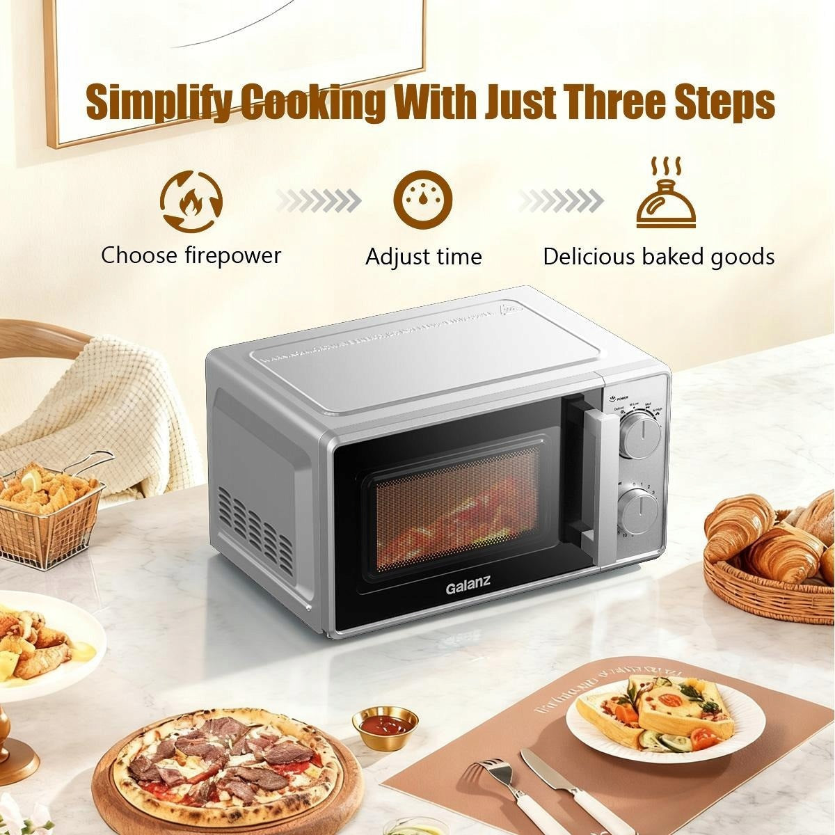 20L Compact Microwave – 360° Even Heating, One-Touch Presets, Space Saving