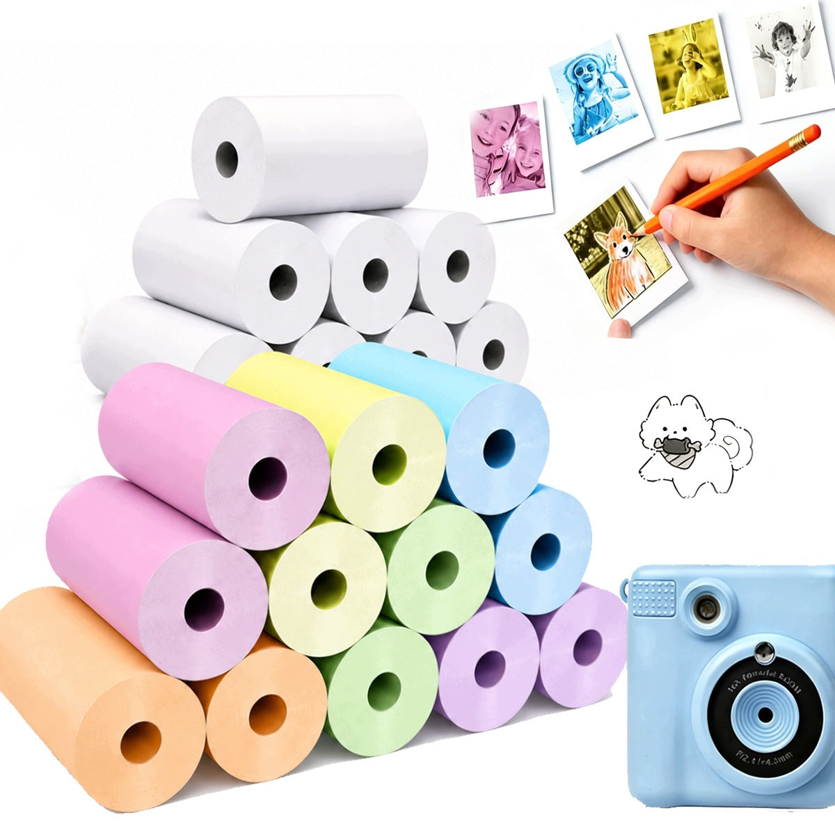 20PCS ROLL CARTRIDGE THERMAL PAPER MINI THERMAL PRINTER SET